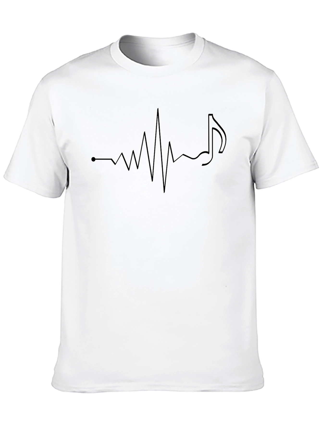 Music Heartbeat T-Shirt - Black Crew Neck Tee
