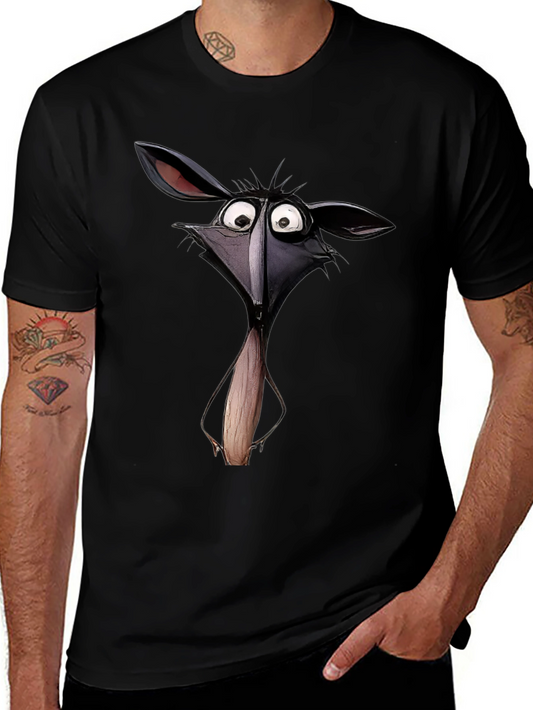 Cartoon Animal Graphic Print Black T-Shirt