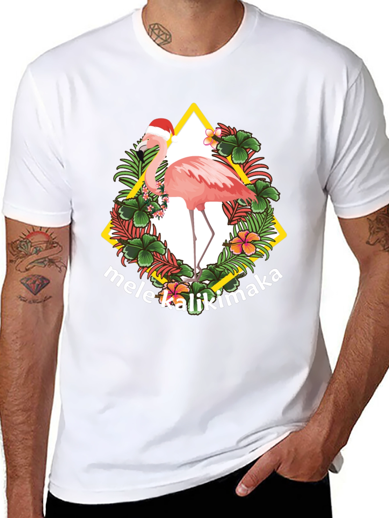 Mele Kalikimaka Flamingo Christmas T-Shirt