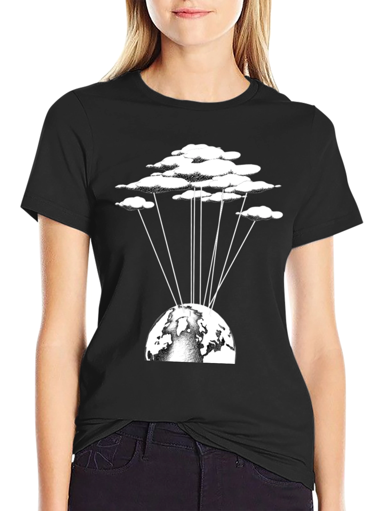 Earth & Clouds Graphic Tee - Unique Design