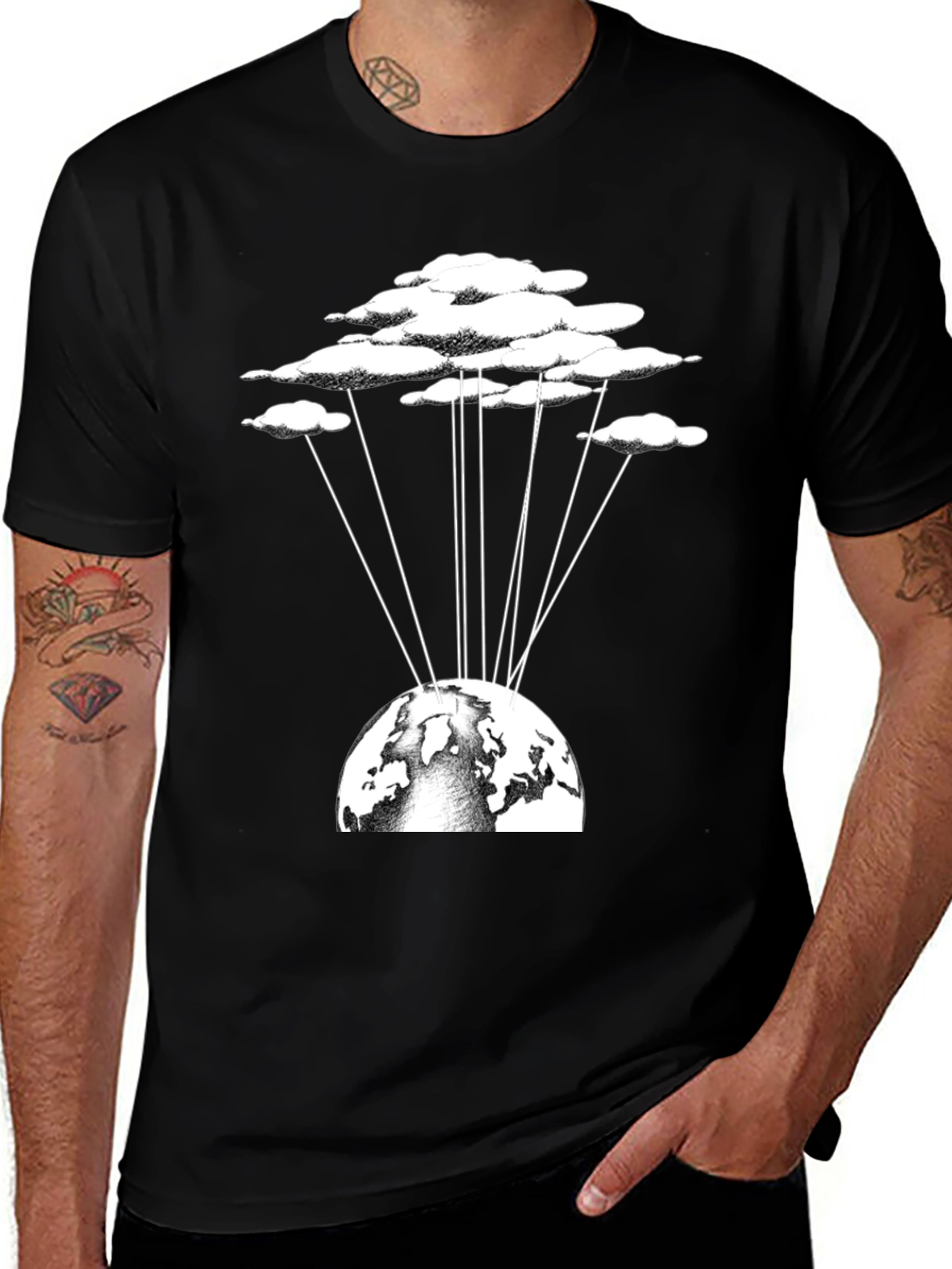 Earth & Clouds Graphic Tee - Unique Design