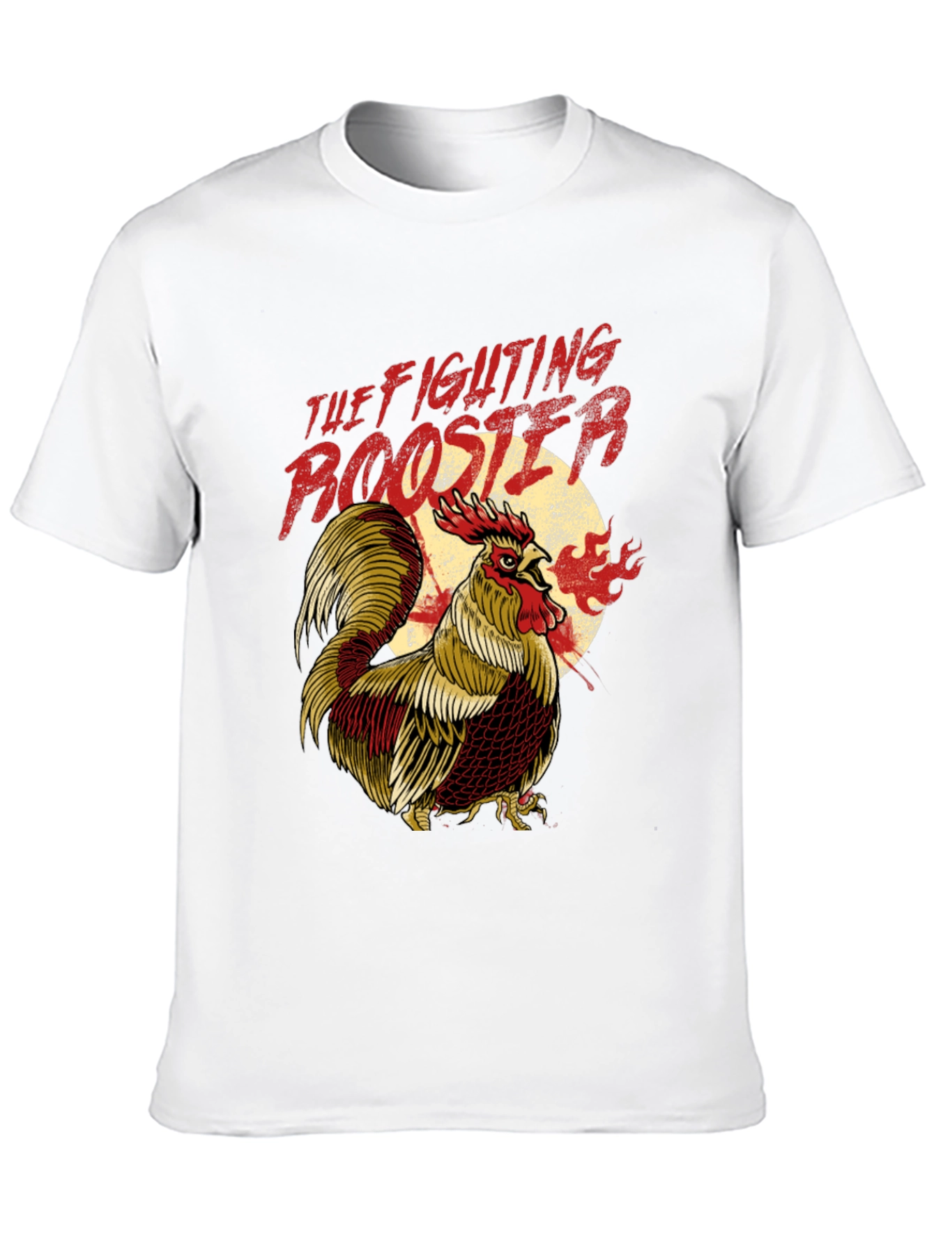 Fighting Rooster Graphic Print Black T-Shirt