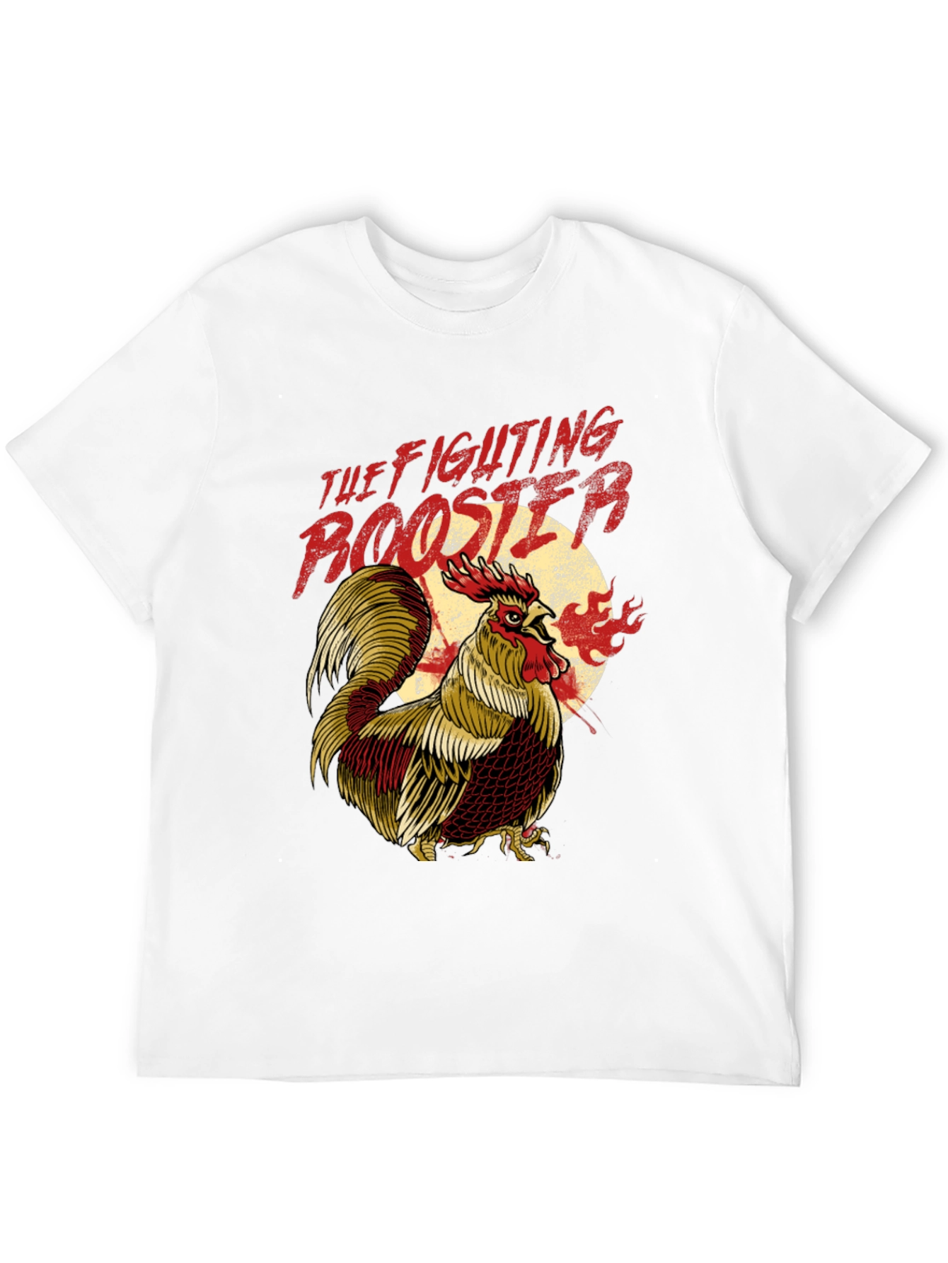 Fighting Rooster Graphic Print Black T-Shirt