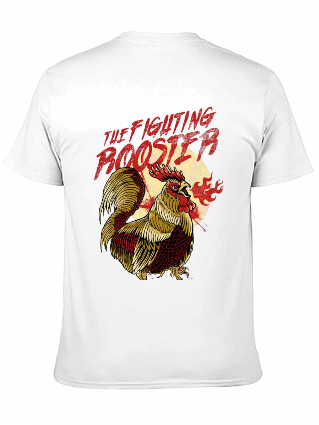 Fighting Rooster Graphic Print Black T-Shirt