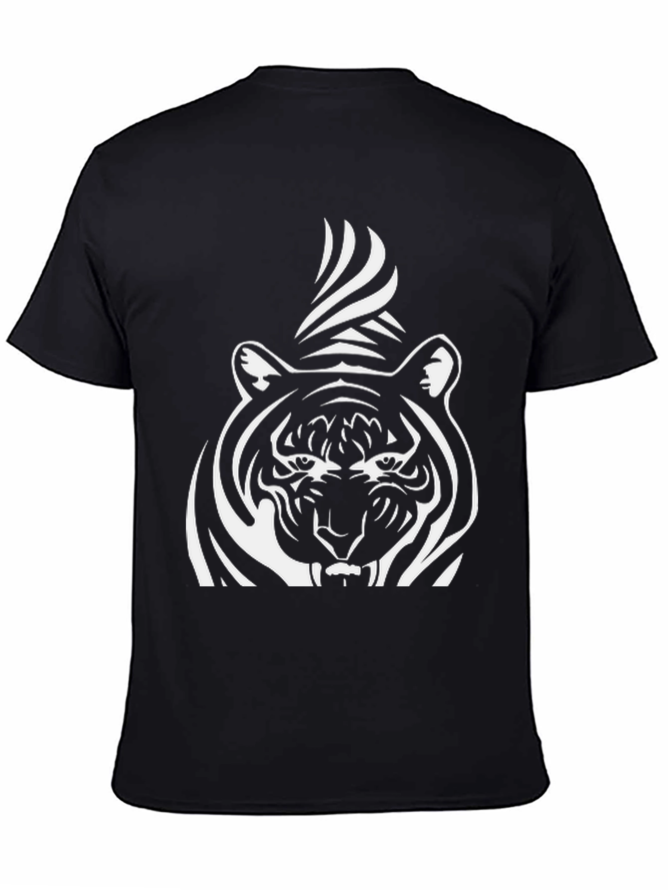 Striking Tiger Graphic Tee - Bold Black Cotton Shirt