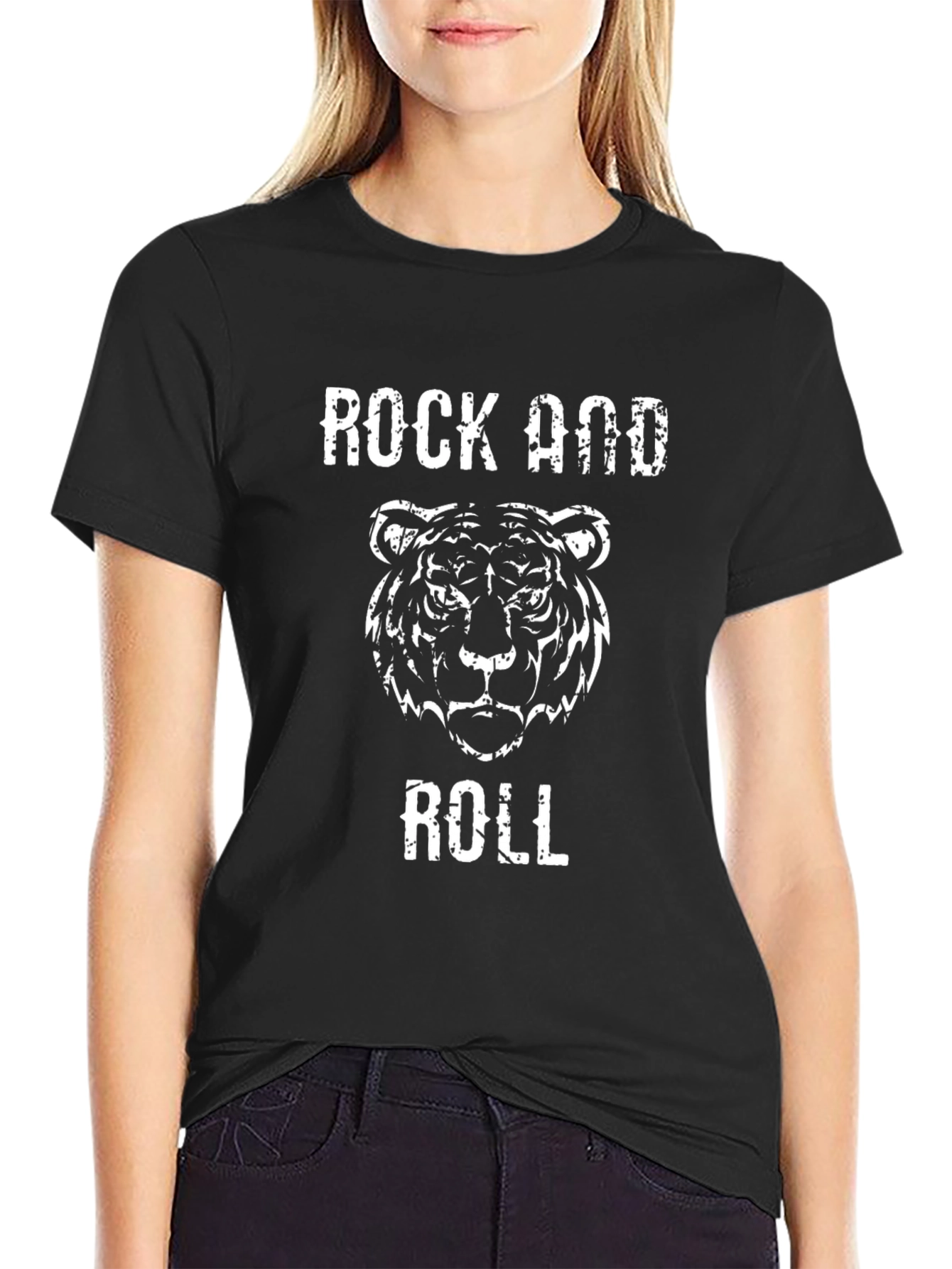 Rock and Roll Tiger Graphic Tee - Black