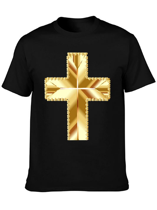 Golden Cross Graphic Tee - Stylish Religious Apparel