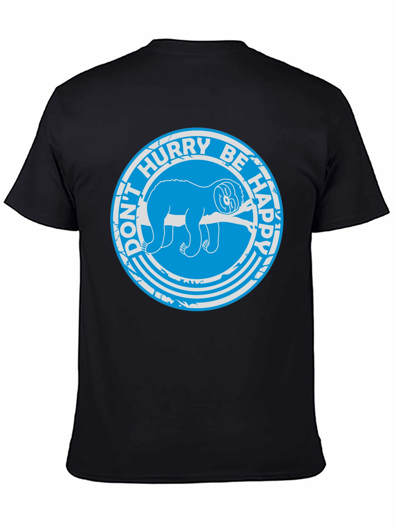 Dont Hurry Be Happy Sloth T-Shirt - Black