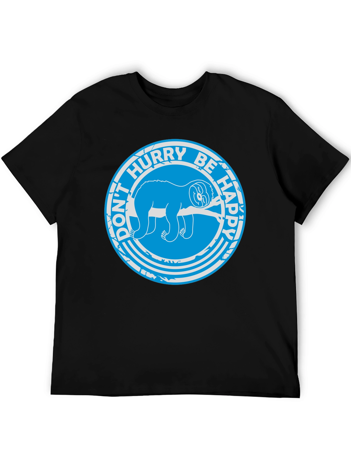 Dont Hurry Be Happy Sloth T-Shirt - Black