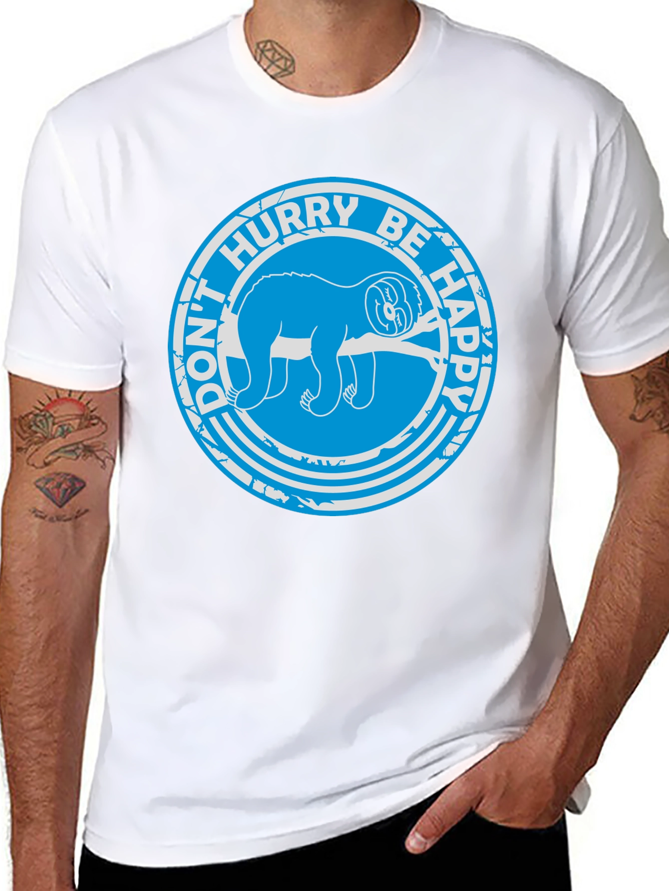 Dont Hurry Be Happy Sloth T-Shirt - Black