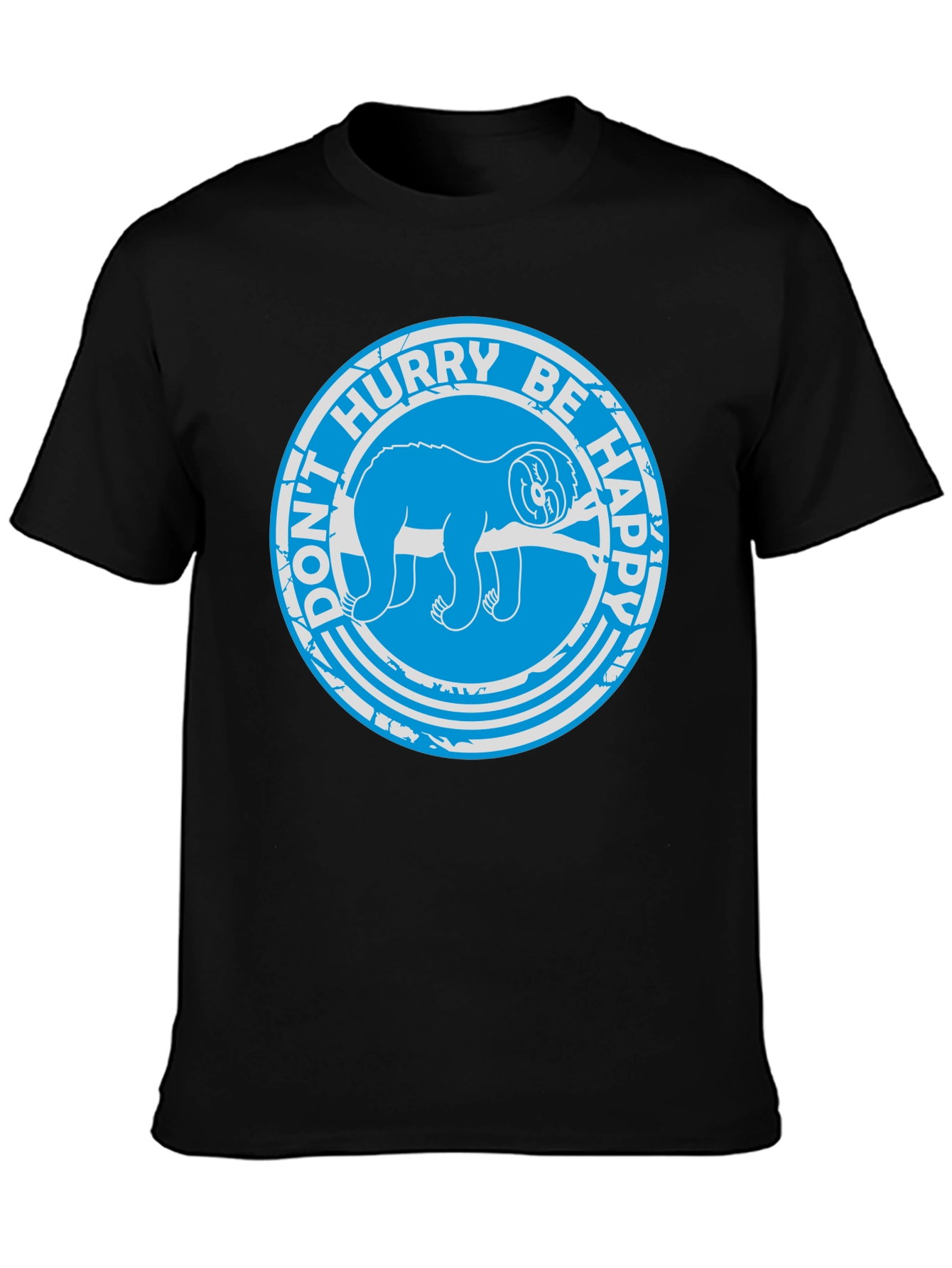 Dont Hurry Be Happy Sloth T-Shirt - Black