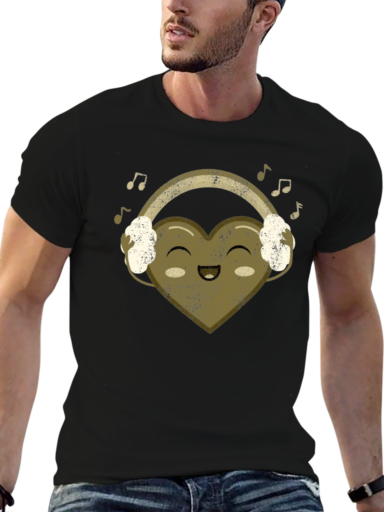 Heart Headphones T-Shirt - Music Lover Tee