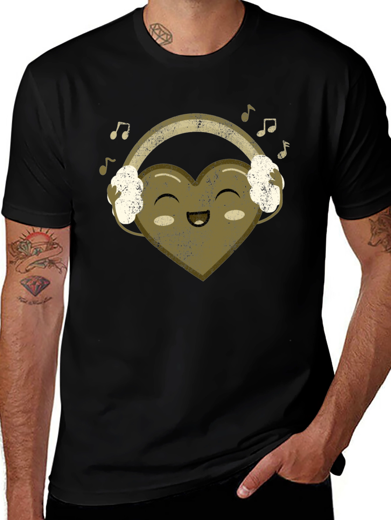 Heart Headphones T-Shirt - Music Lover Tee