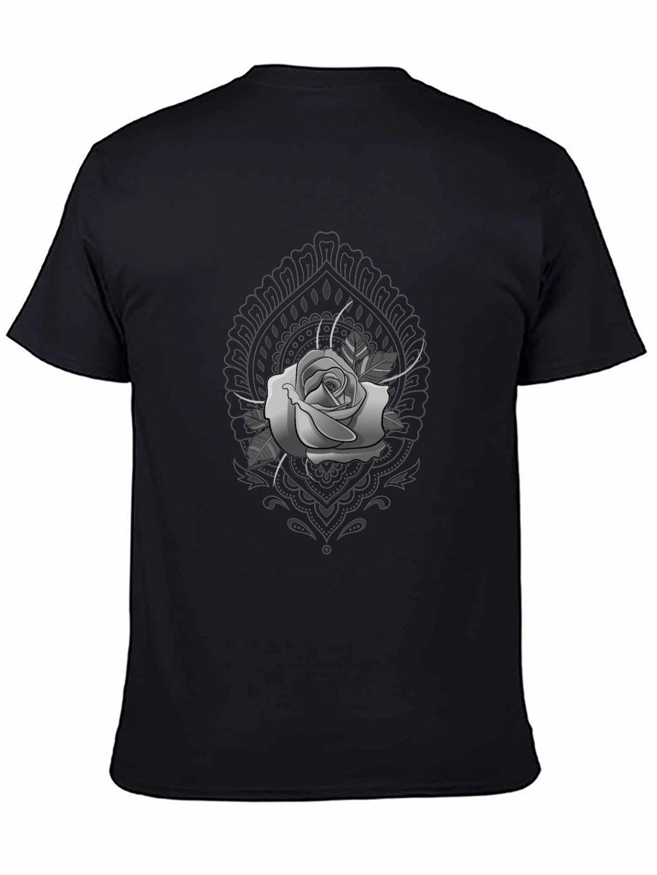 Rose Mandala Graphic Tee - Stylish Black T-Shirt