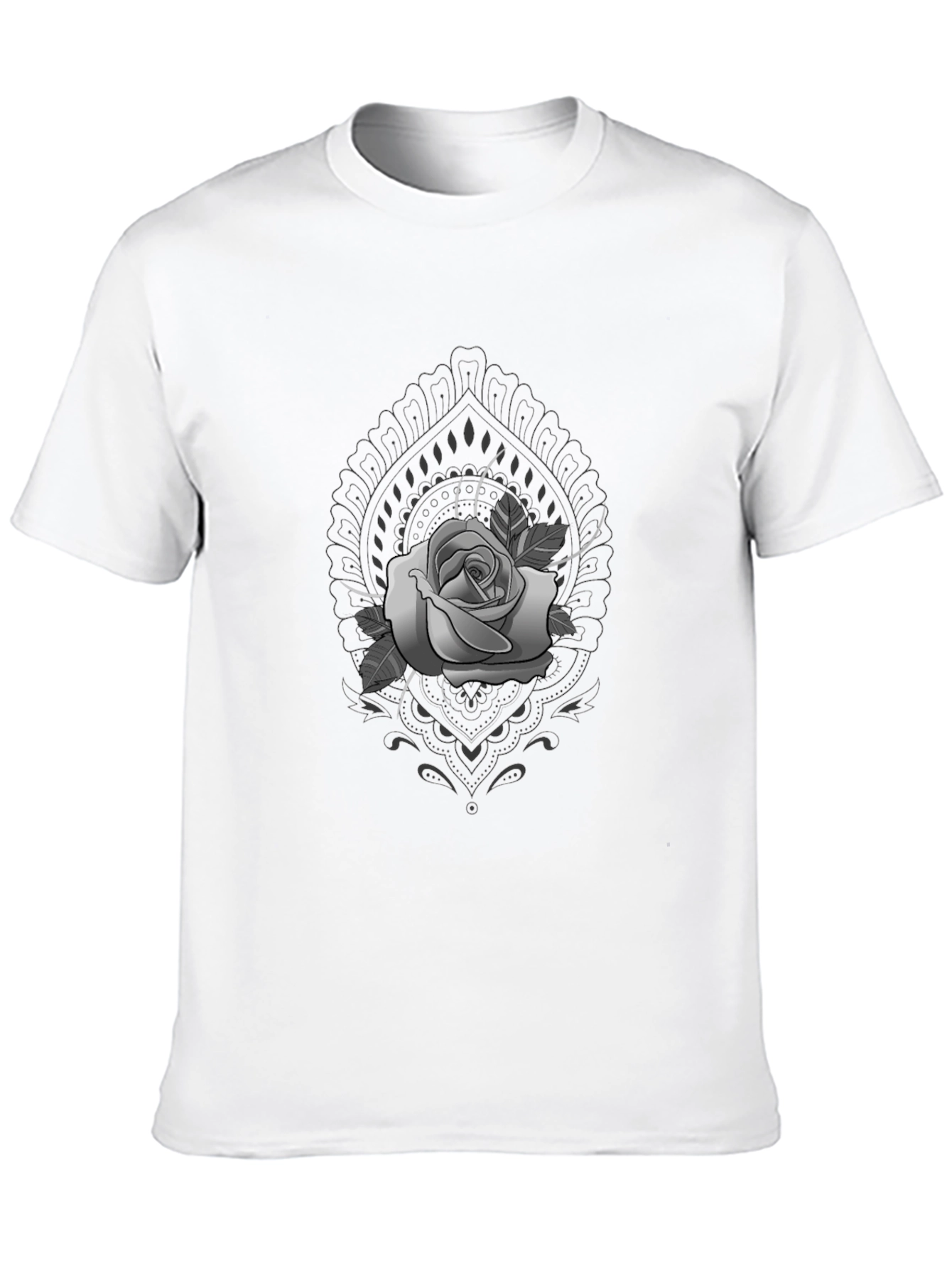 Rose Mandala Graphic Tee - Stylish Black T-Shirt