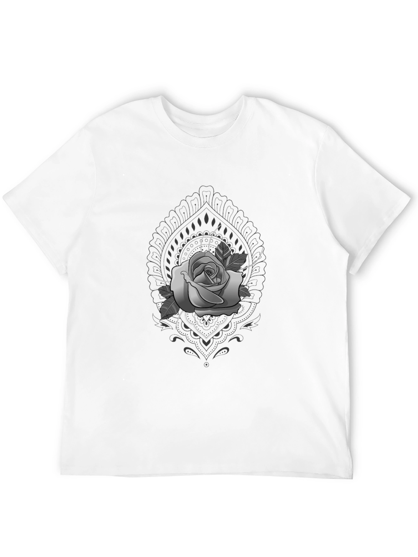 Rose Mandala Graphic Tee - Stylish Black T-Shirt