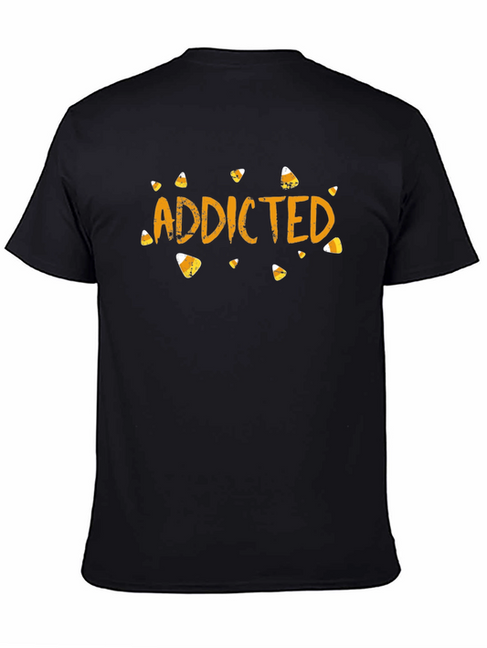 Addicted Candy Corn Graphic T-Shirt - Halloween Tee