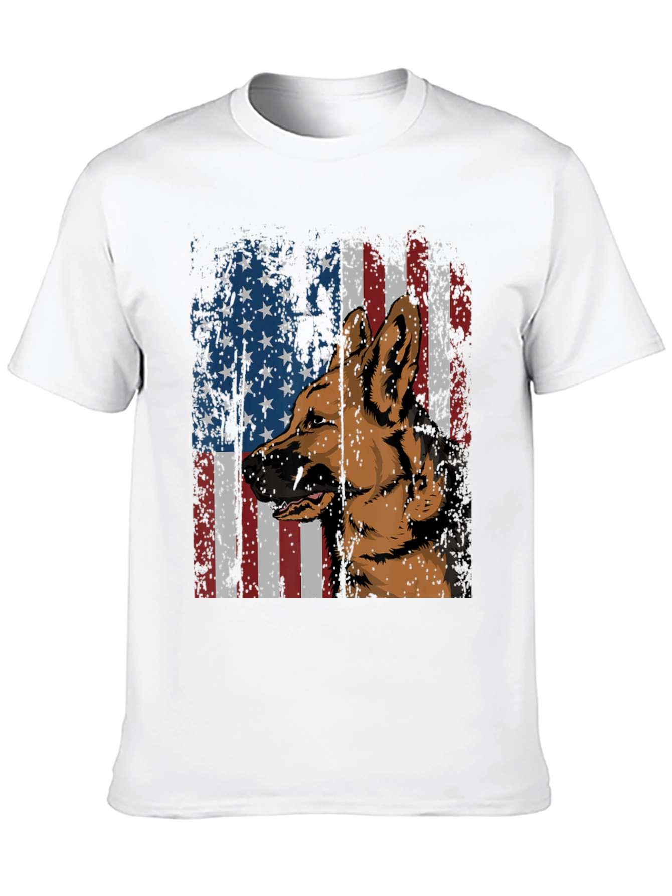 German Shepherd American Flag Graphic Tee