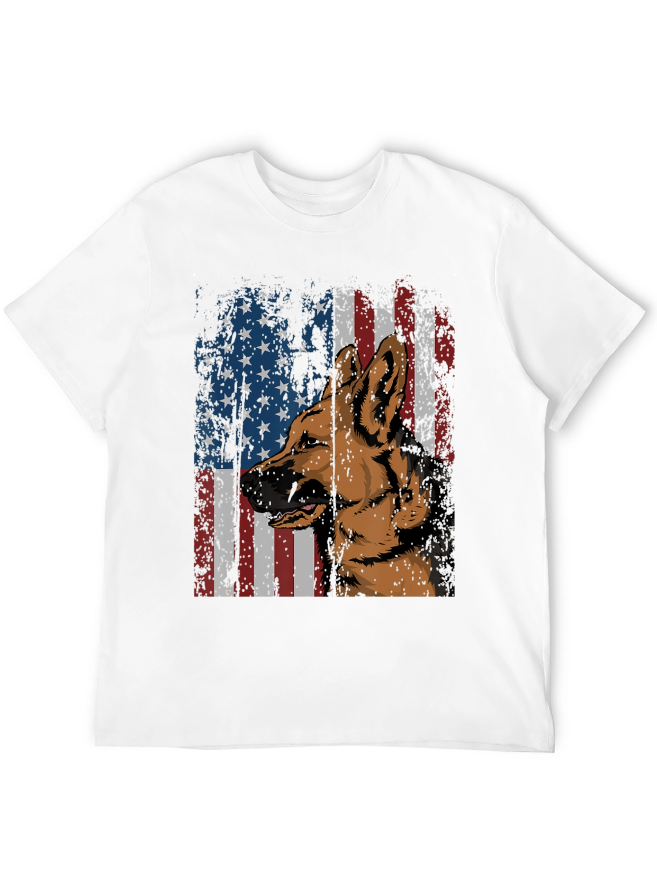 German Shepherd American Flag Graphic Tee