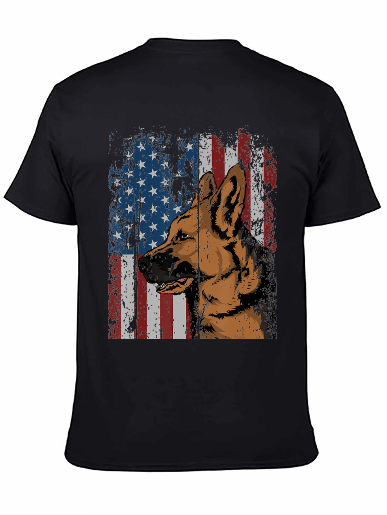 German Shepherd American Flag Graphic Tee
