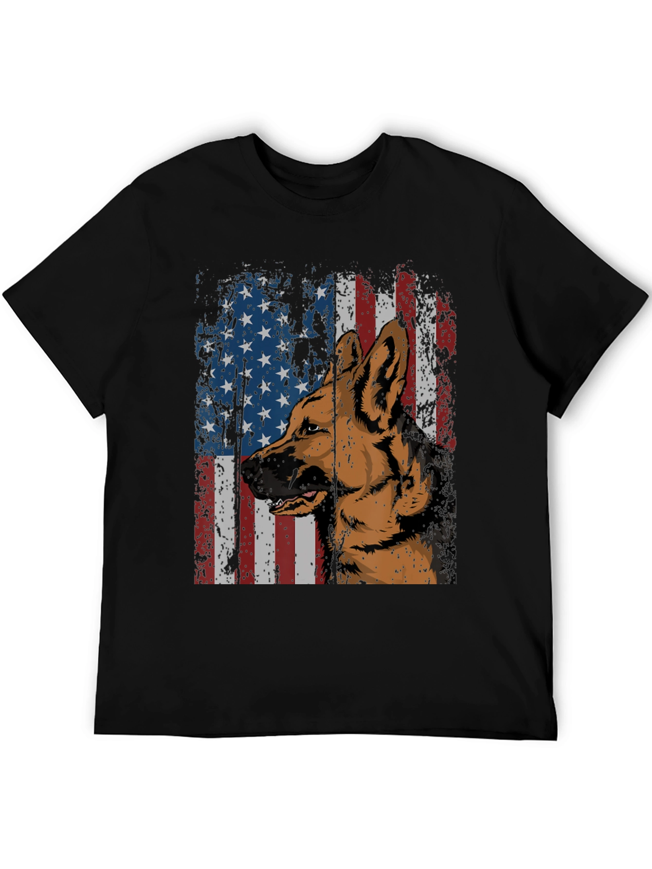 German Shepherd American Flag Graphic Tee