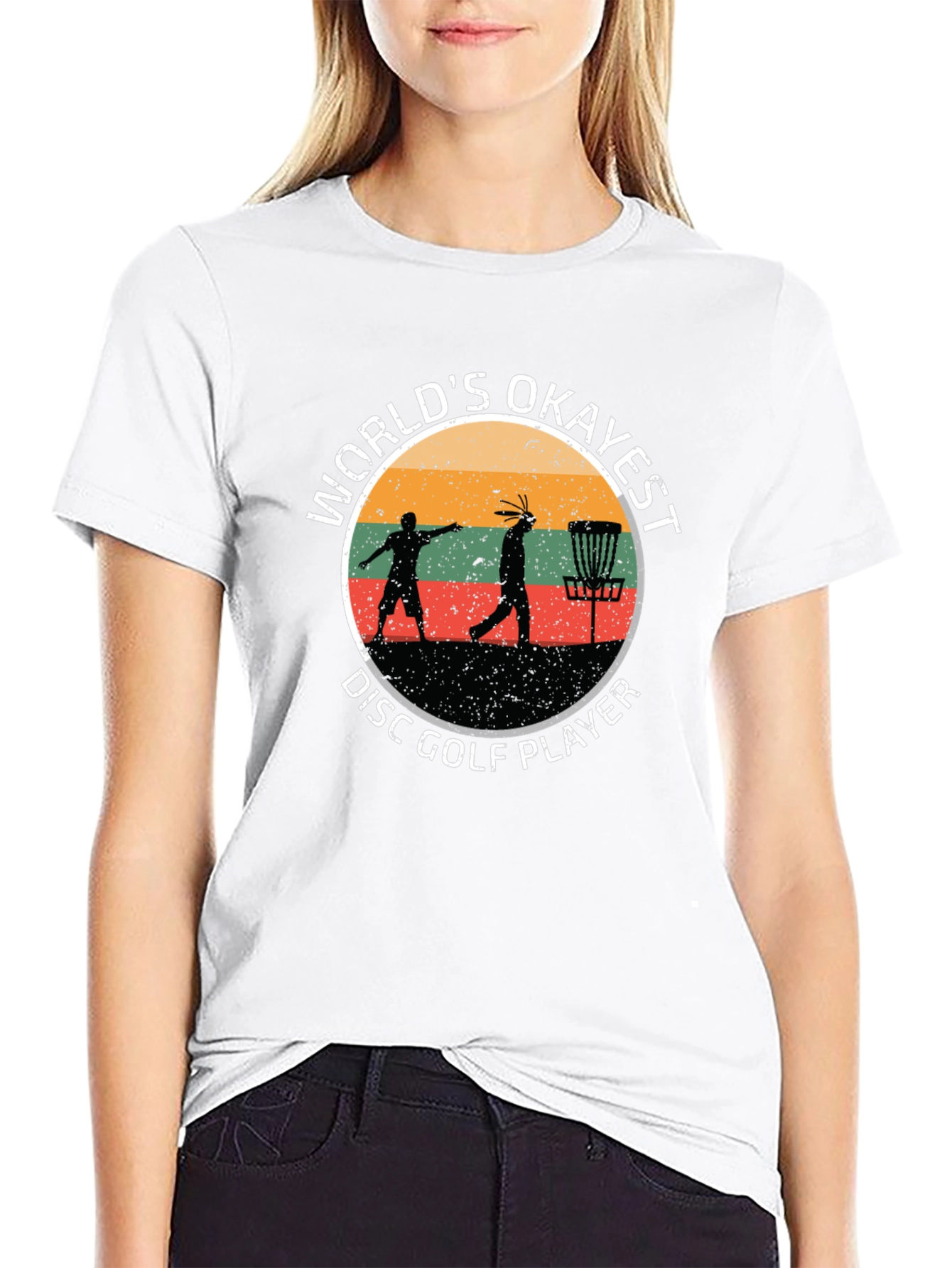 Worlds Okayest Disc Golf Player Black T-Shirt