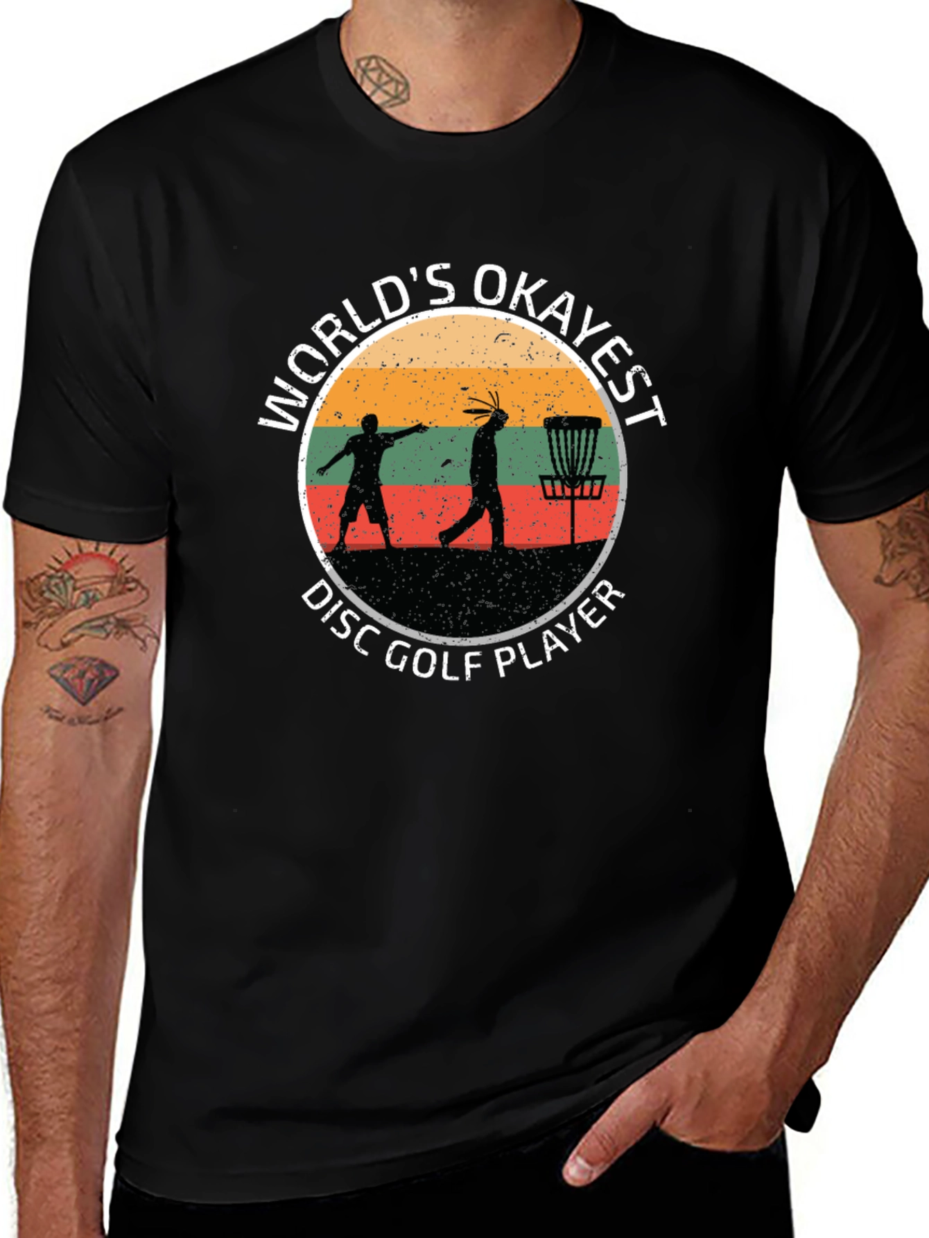 Worlds Okayest Disc Golf Player Black T-Shirt