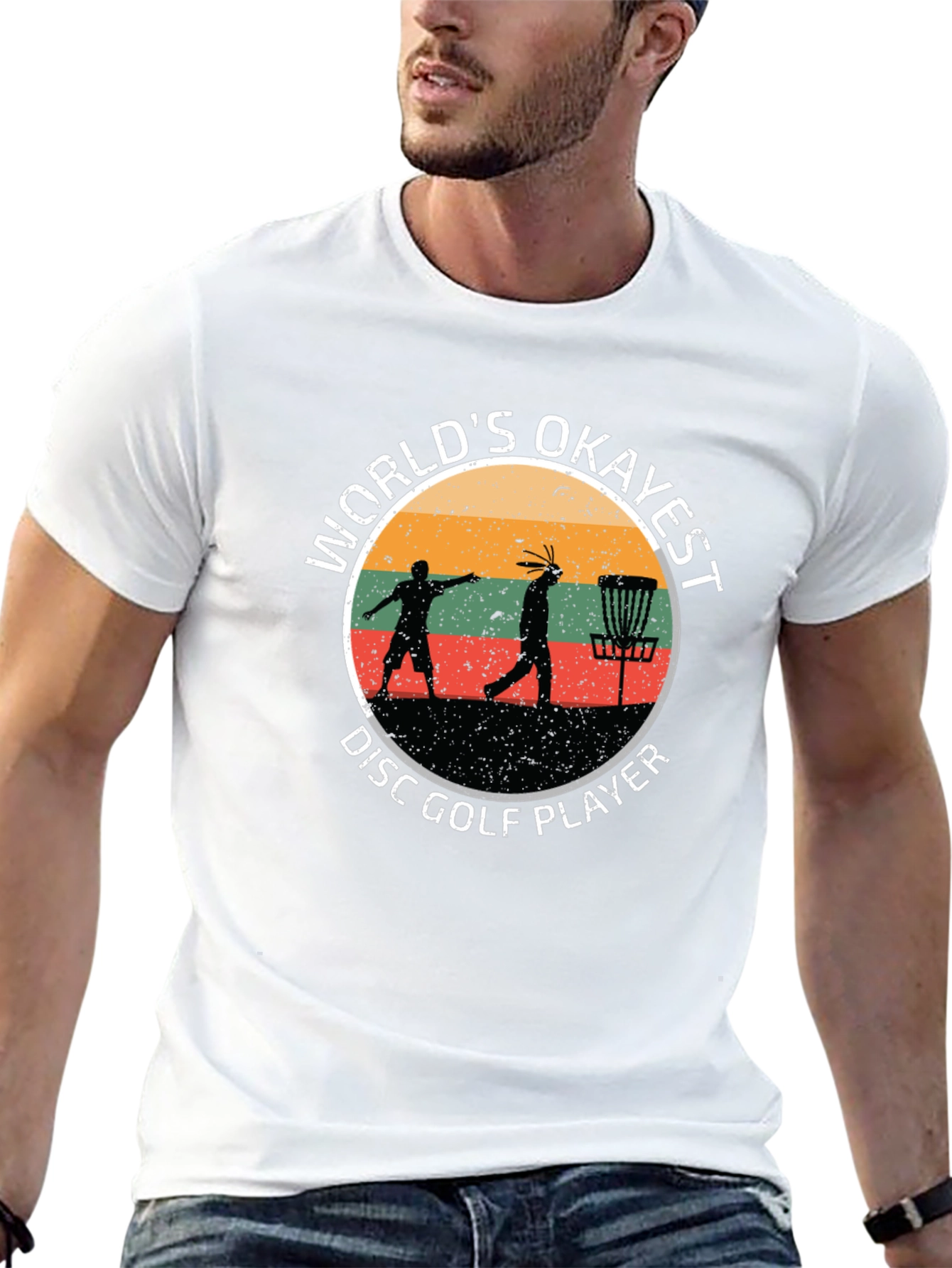 Worlds Okayest Disc Golf Player Black T-Shirt