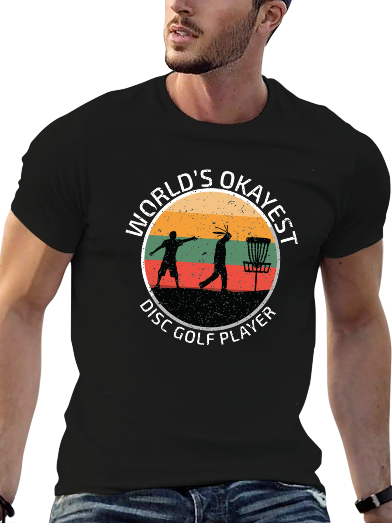 Worlds Okayest Disc Golf Player Black T-Shirt