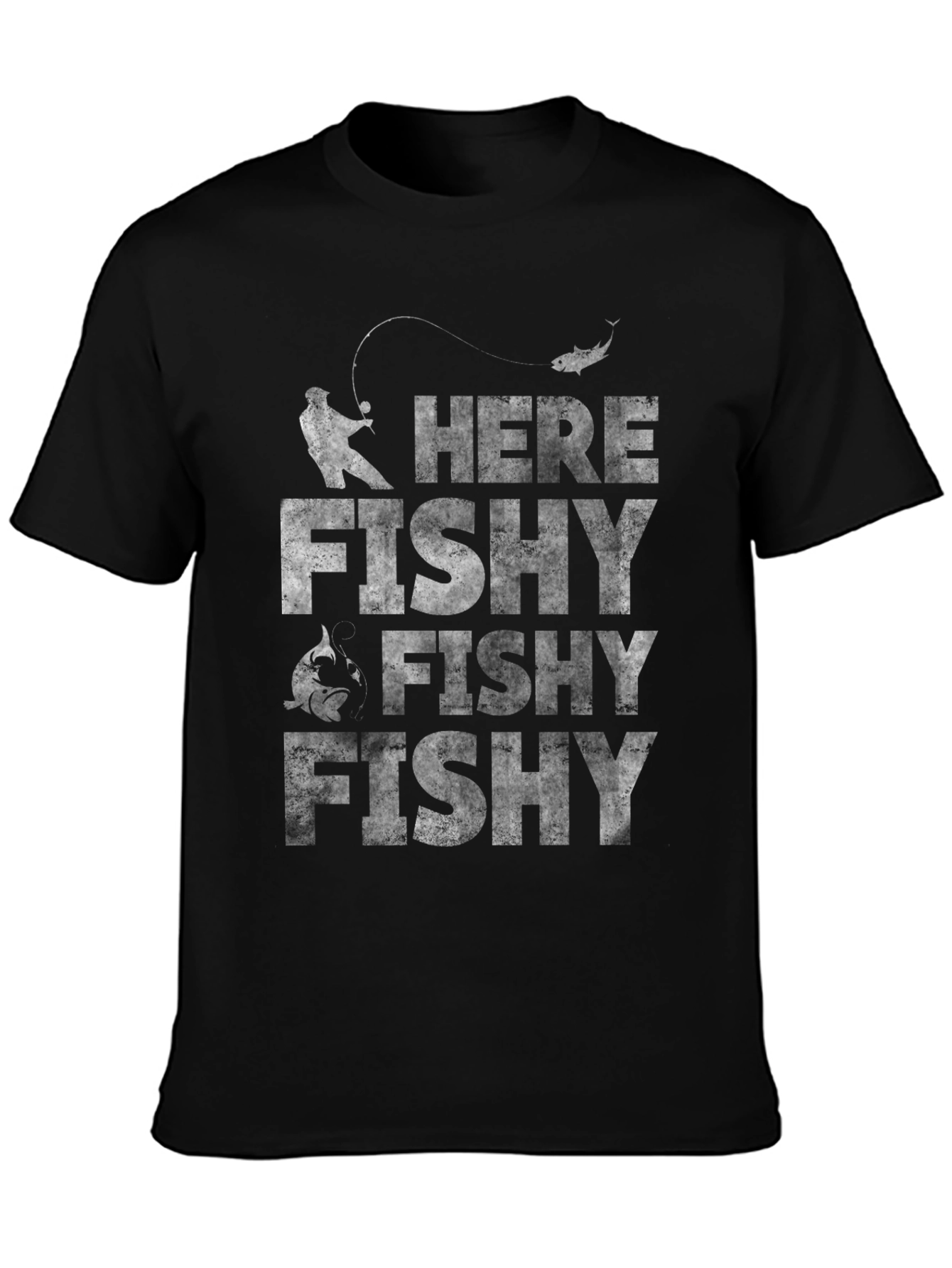 Here Fishy Fishy Black Graphic Tee