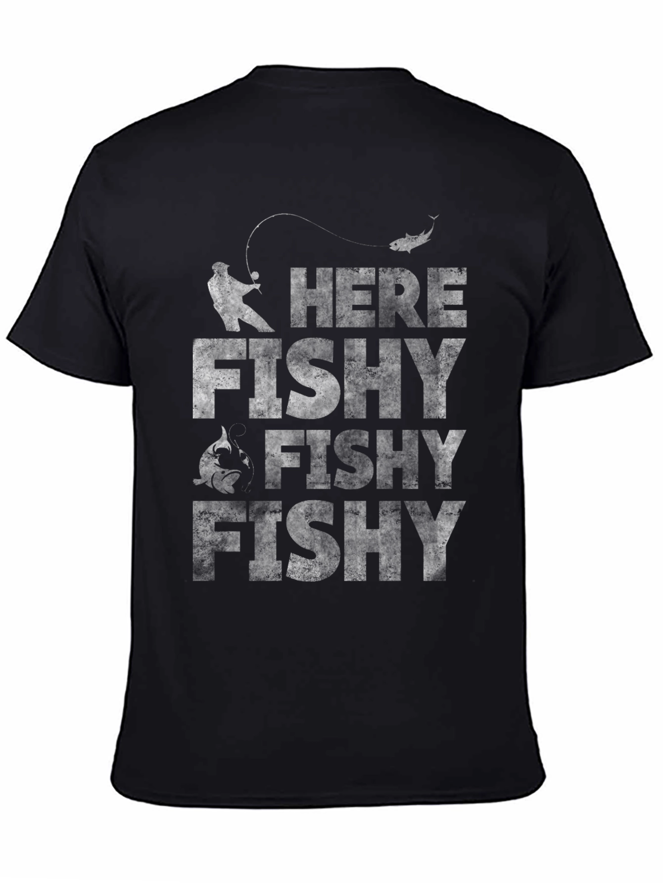Here Fishy Fishy Black Graphic Tee