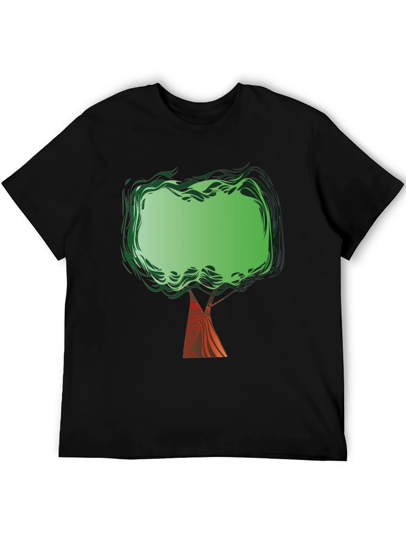 Green Tree Graphic Print Black T-Shirt