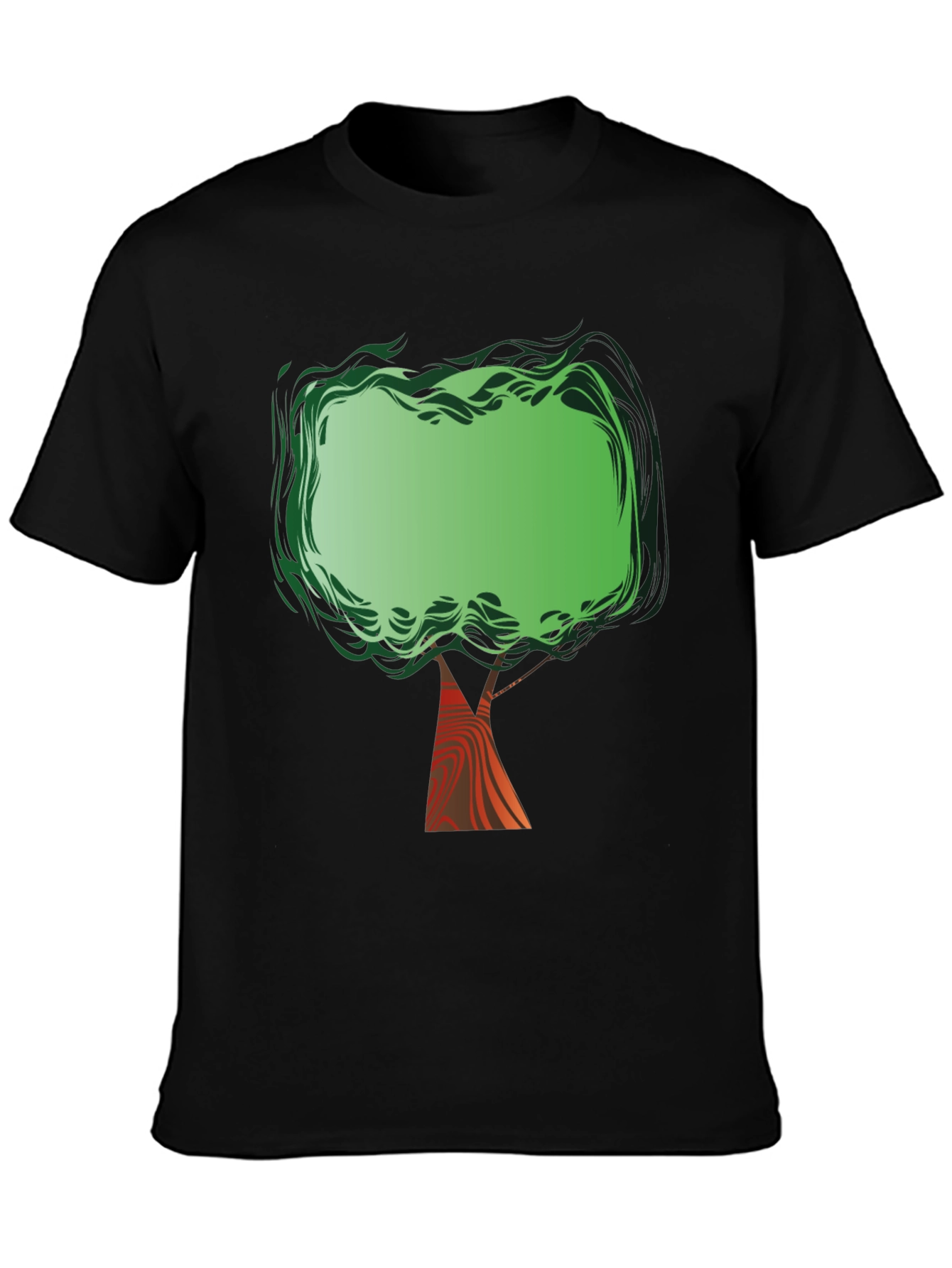Green Tree Graphic Print Black T-Shirt