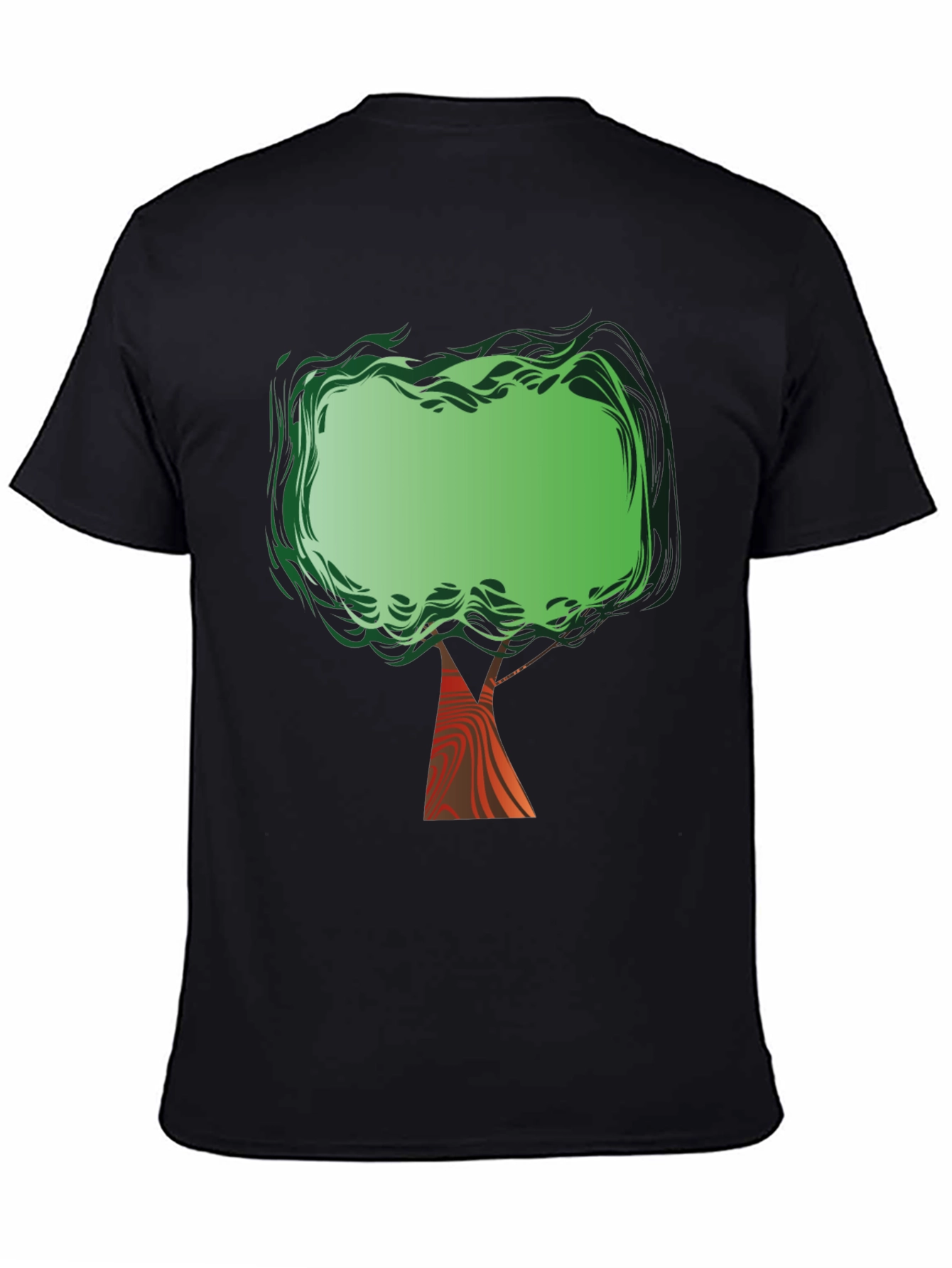 Green Tree Graphic Print Black T-Shirt