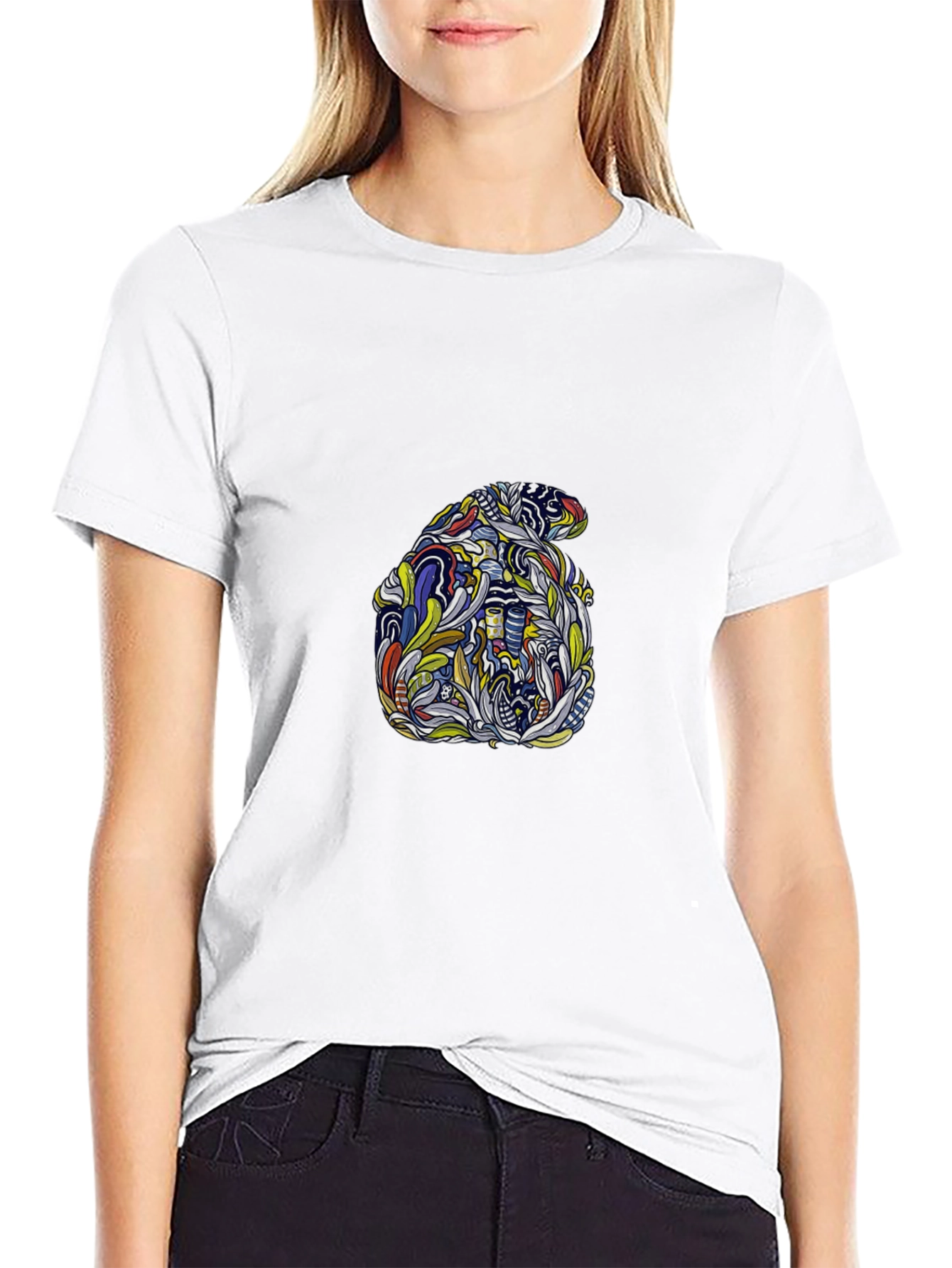 Abstract Elephant Graphic Tee - Stylish Black T-Shirt