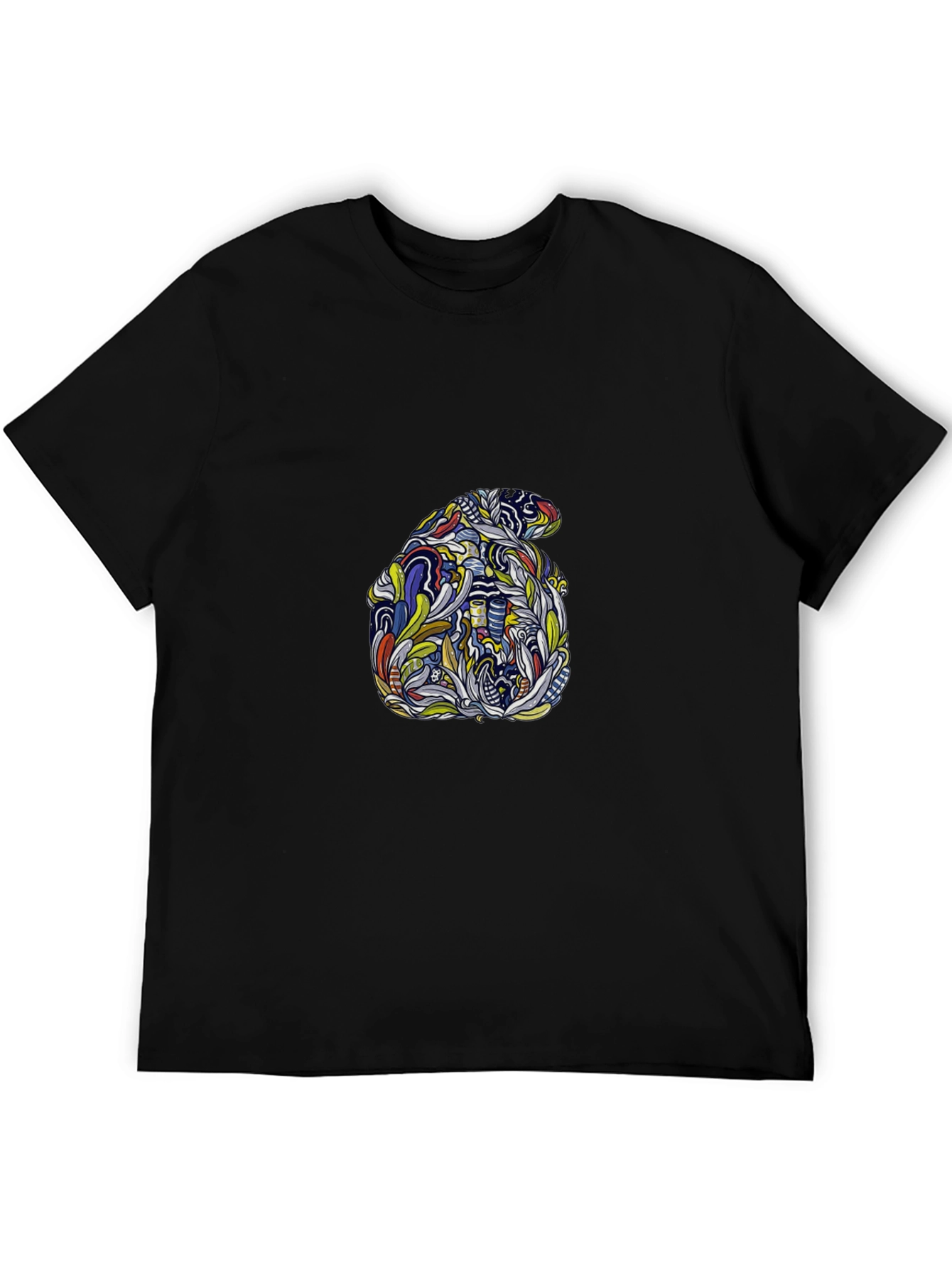 Abstract Elephant Graphic Tee - Stylish Black T-Shirt