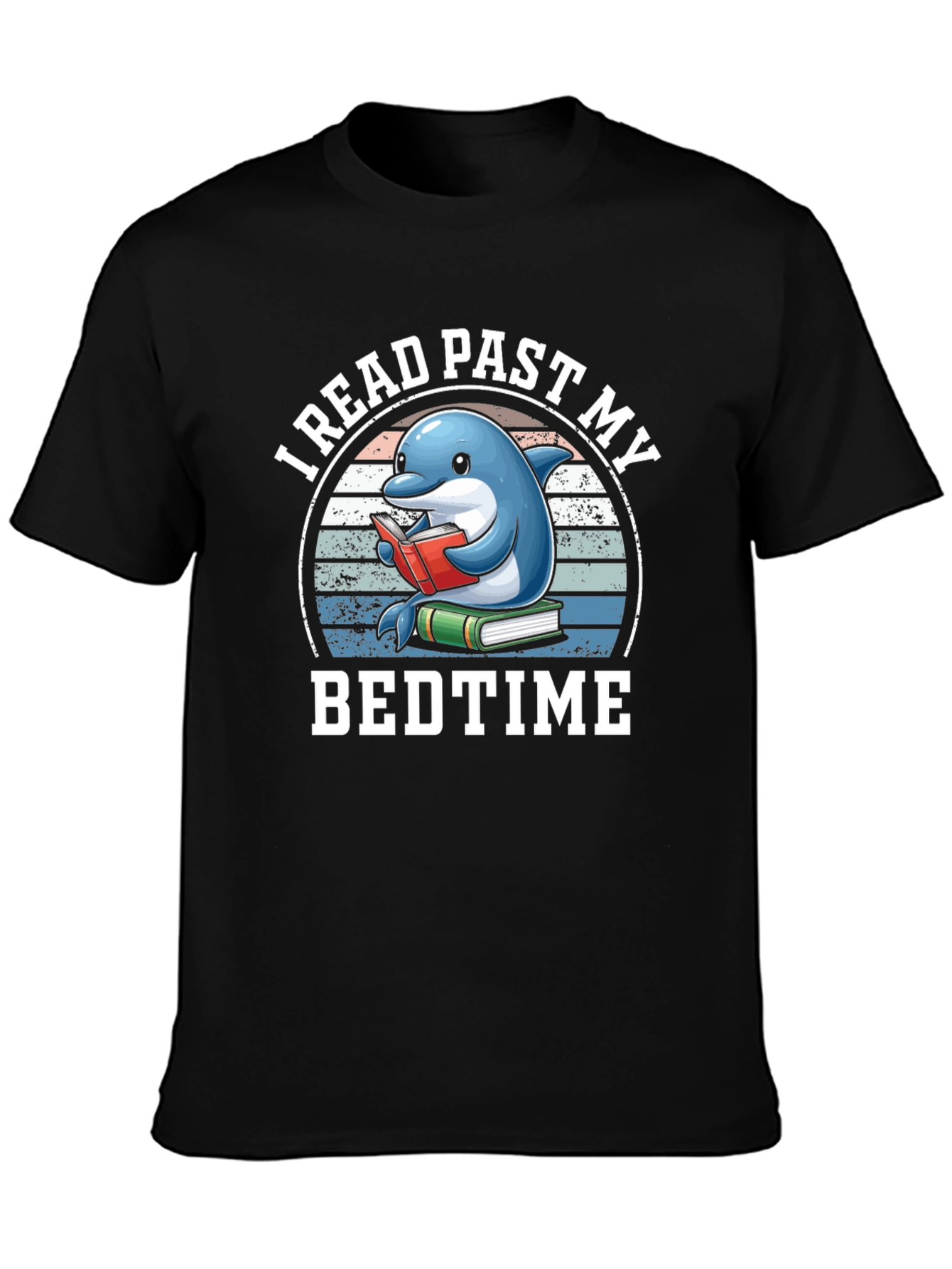 Funny Dolphin Reading Book Graphic Tee