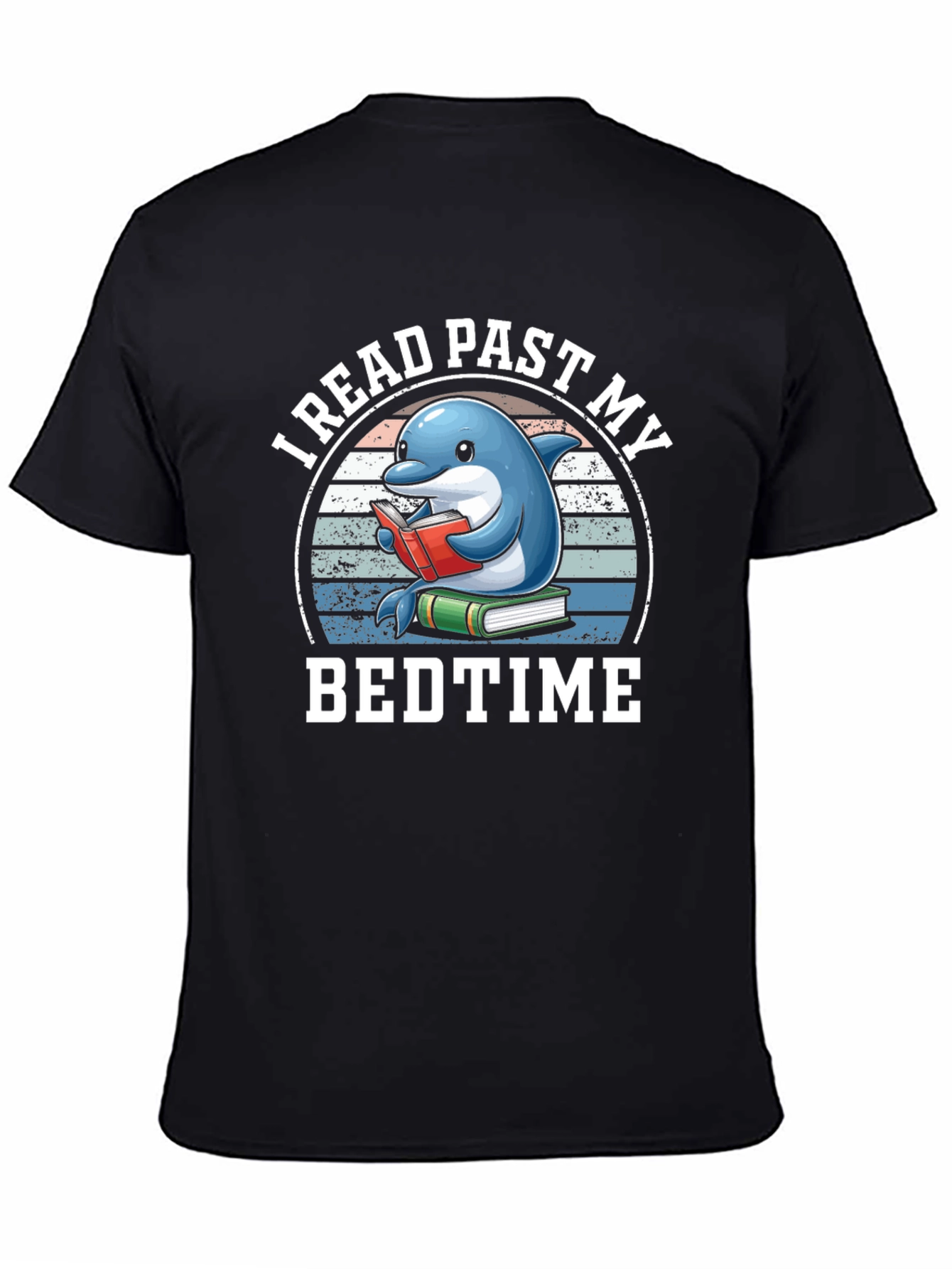 Funny Dolphin Reading Book Graphic Tee