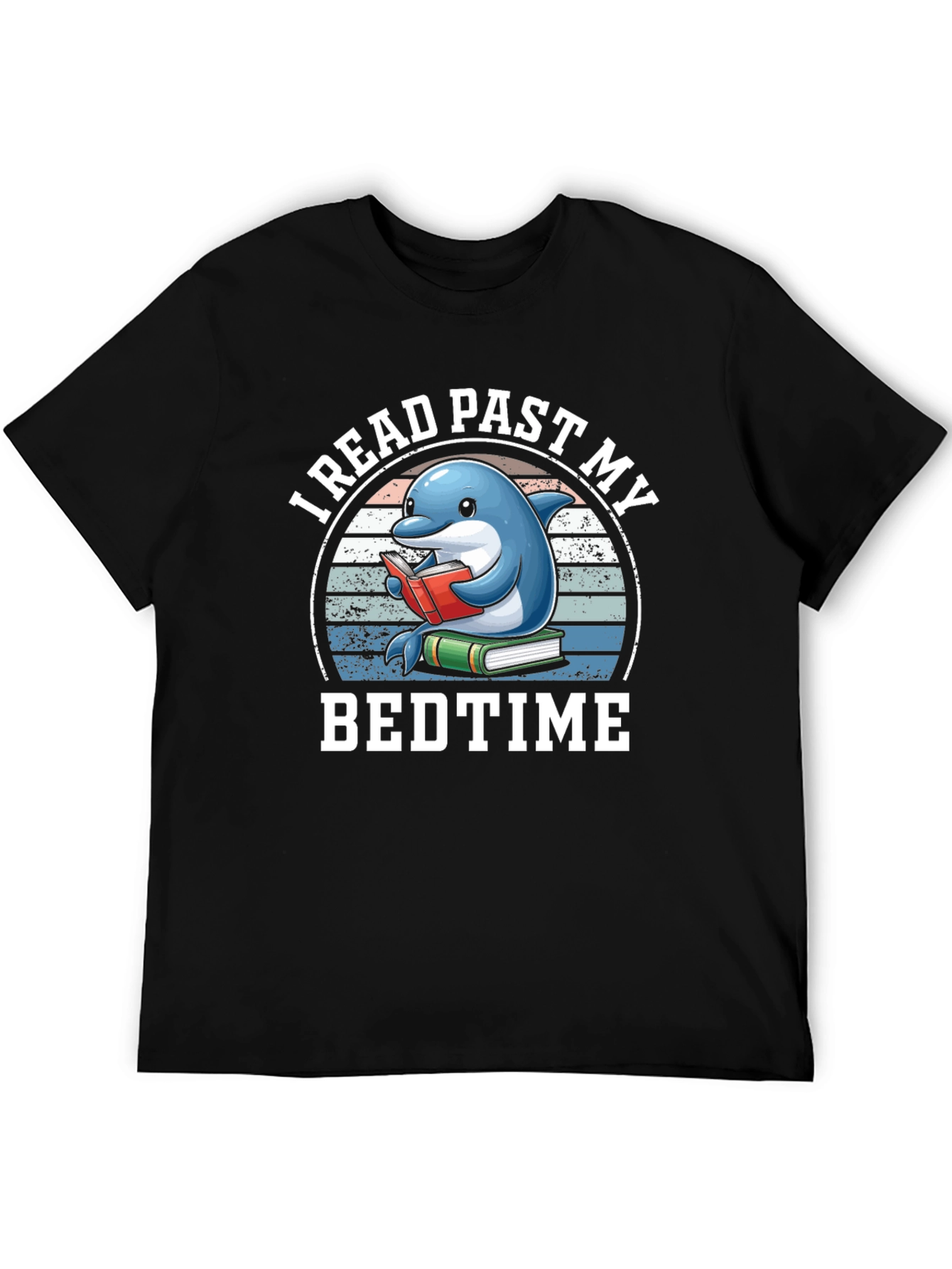 Funny Dolphin Reading Book Graphic Tee