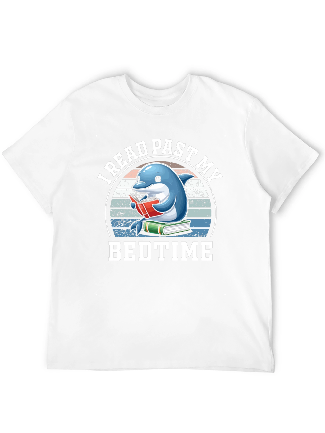 Funny Dolphin Reading Book Graphic Tee