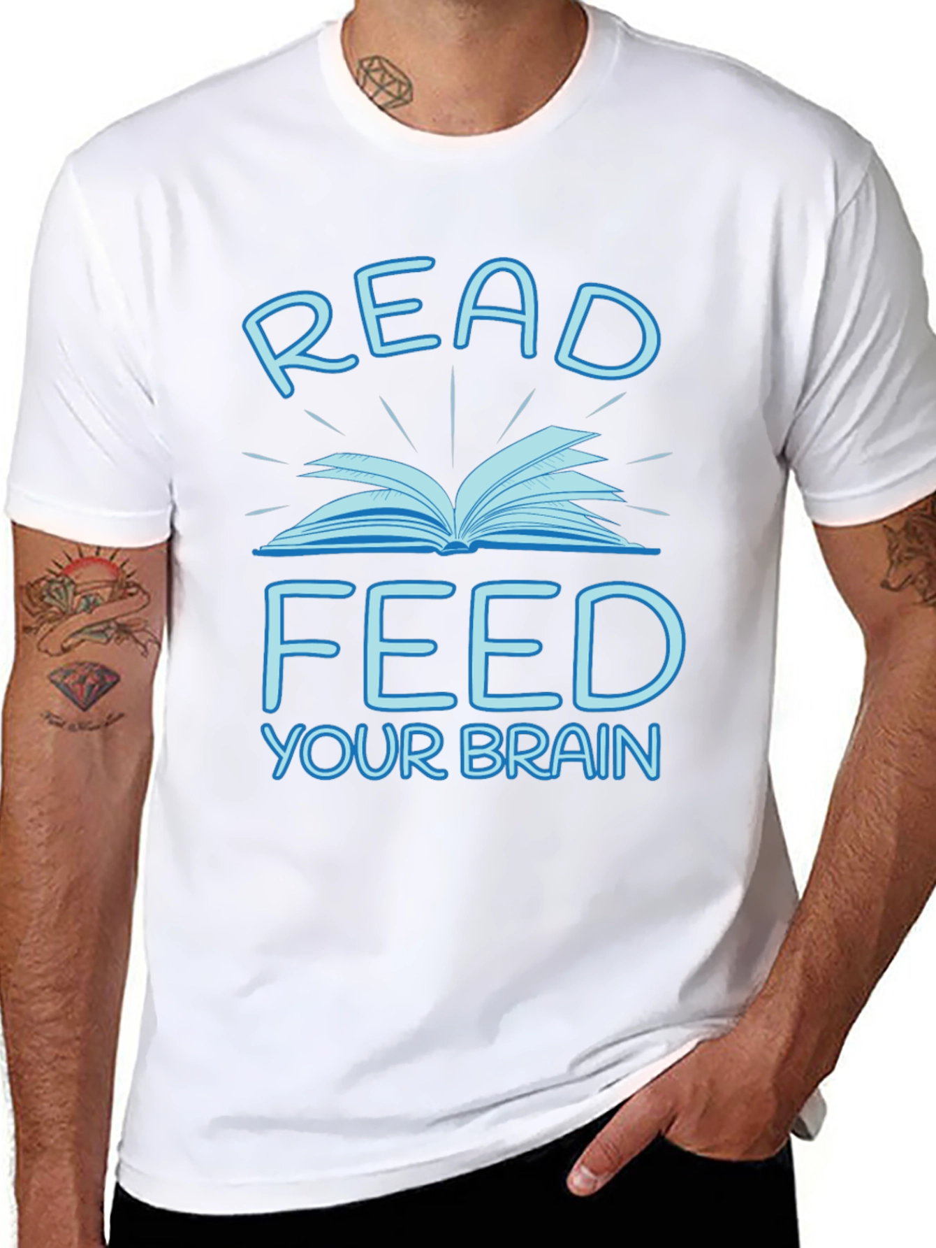 Read Feed Your Brain Black Graphic Tee