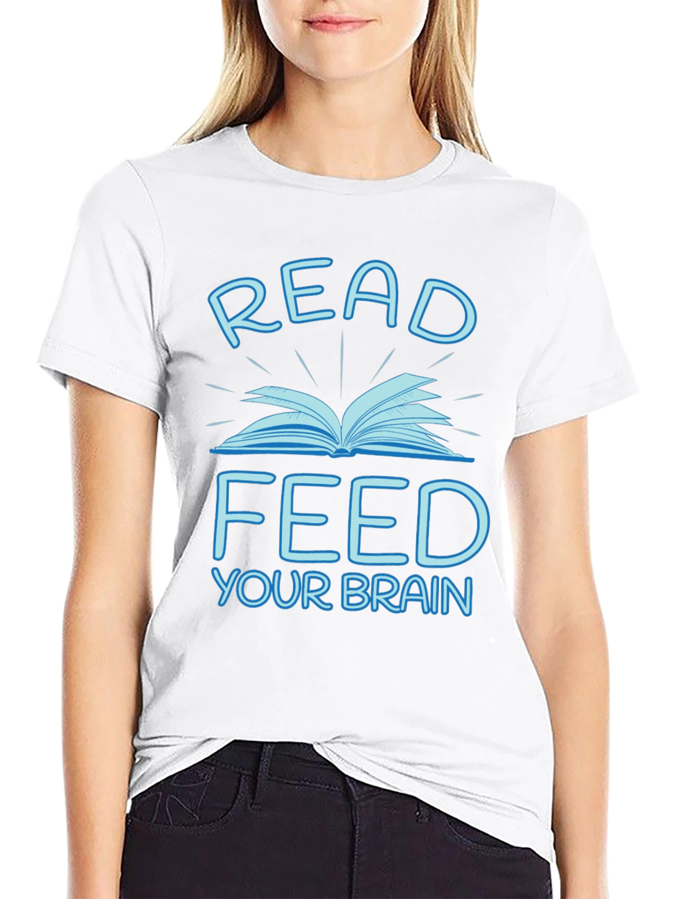 Read Feed Your Brain Black Graphic Tee
