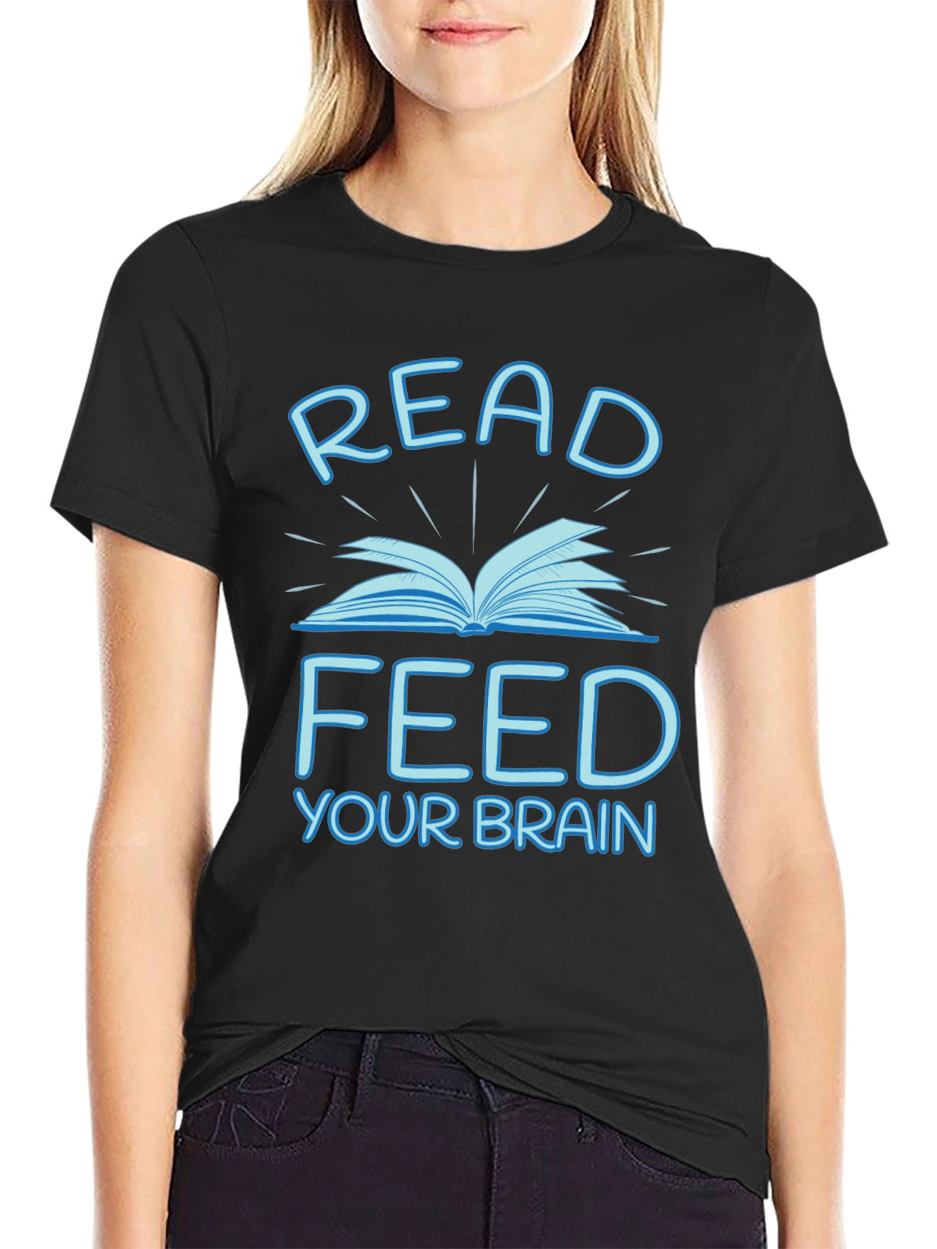 Read Feed Your Brain Black Graphic Tee