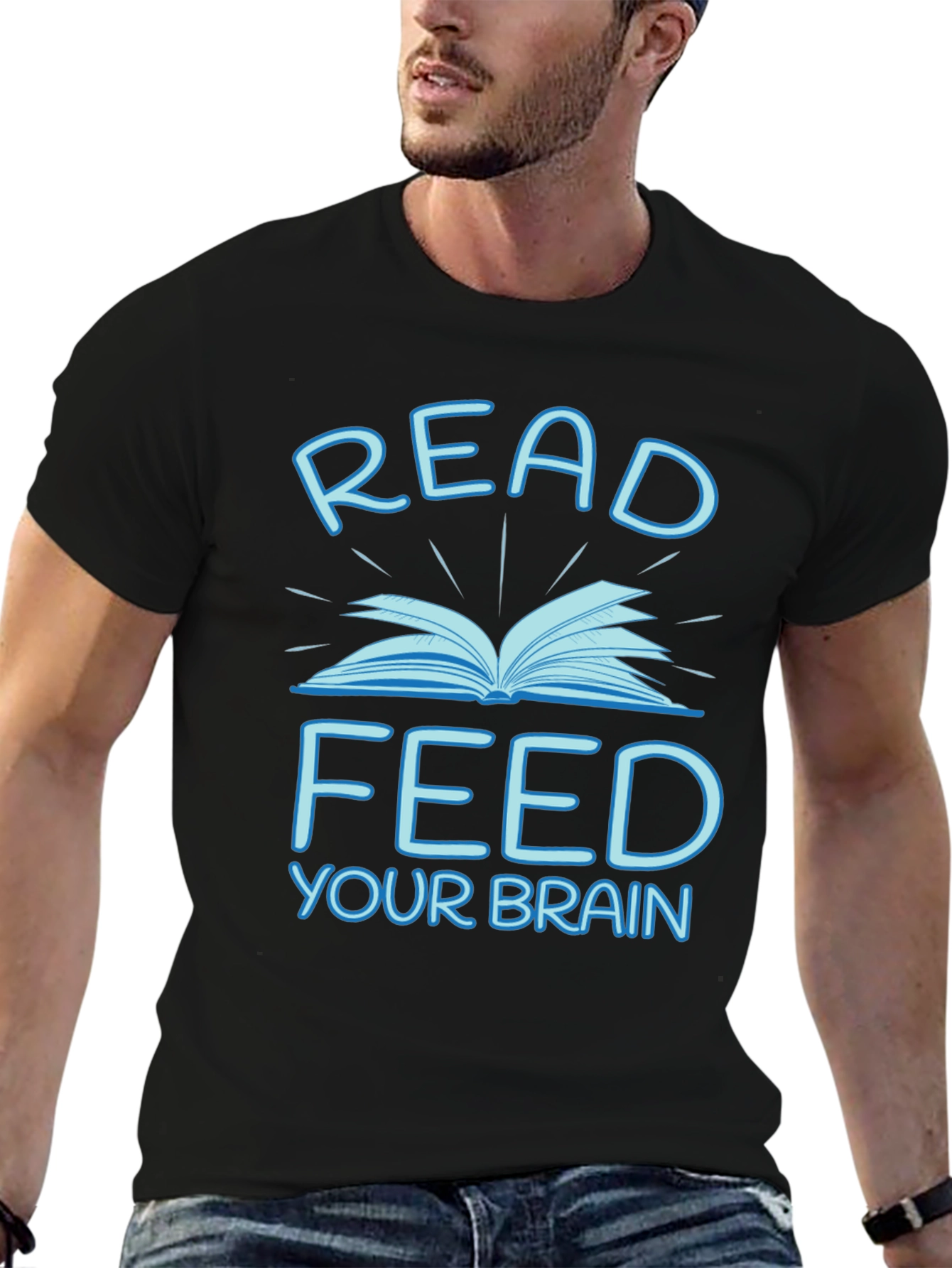 Read Feed Your Brain Black Graphic Tee
