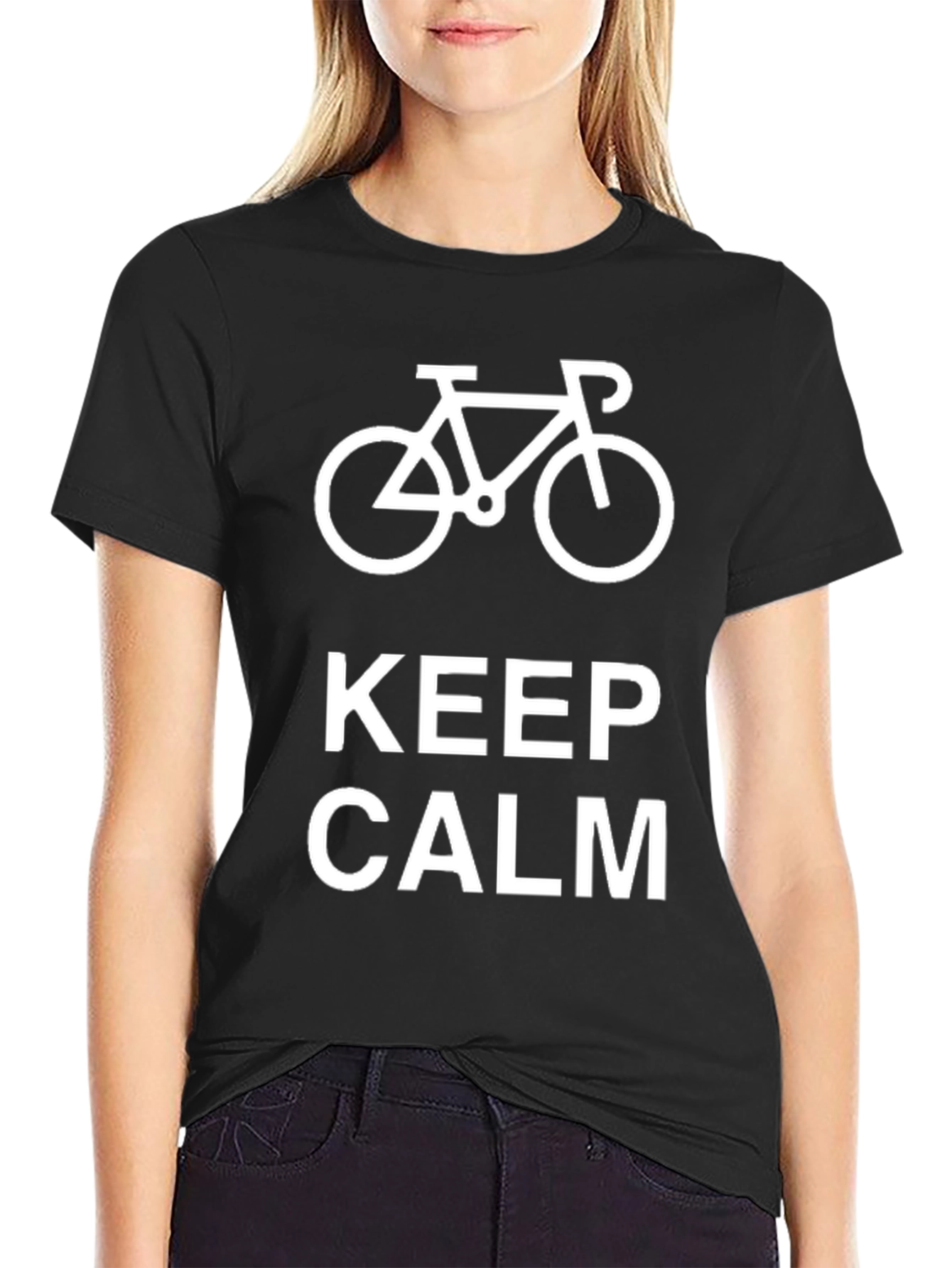 Keep Calm & Ride On: Stylish Black Cycling T-Shirt