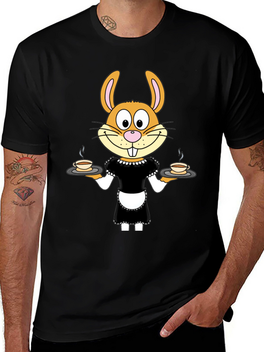 Bunny Waiter T-Shirt - Funny Cartoon Tee