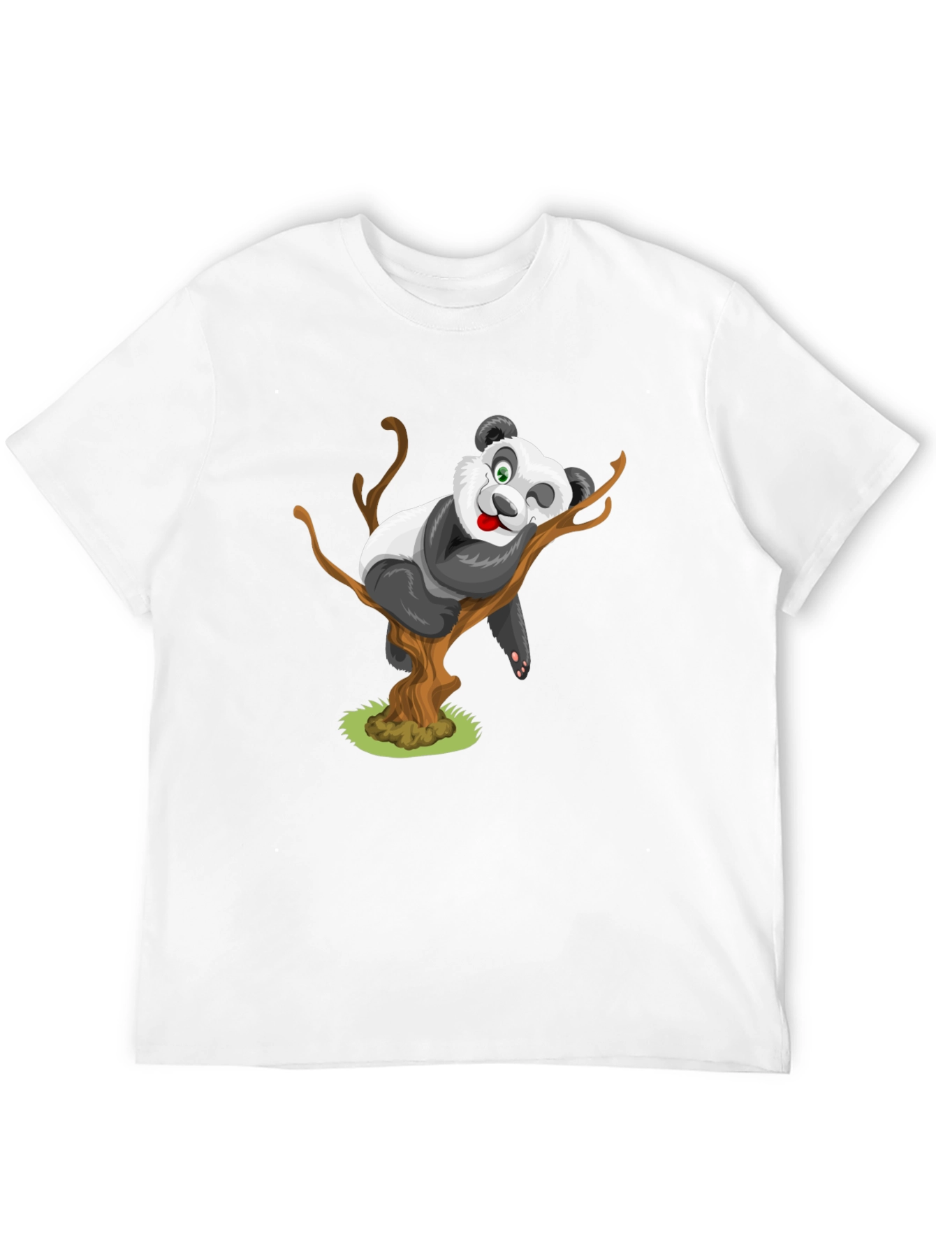 Cute Panda Cartoon Black T-Shirt