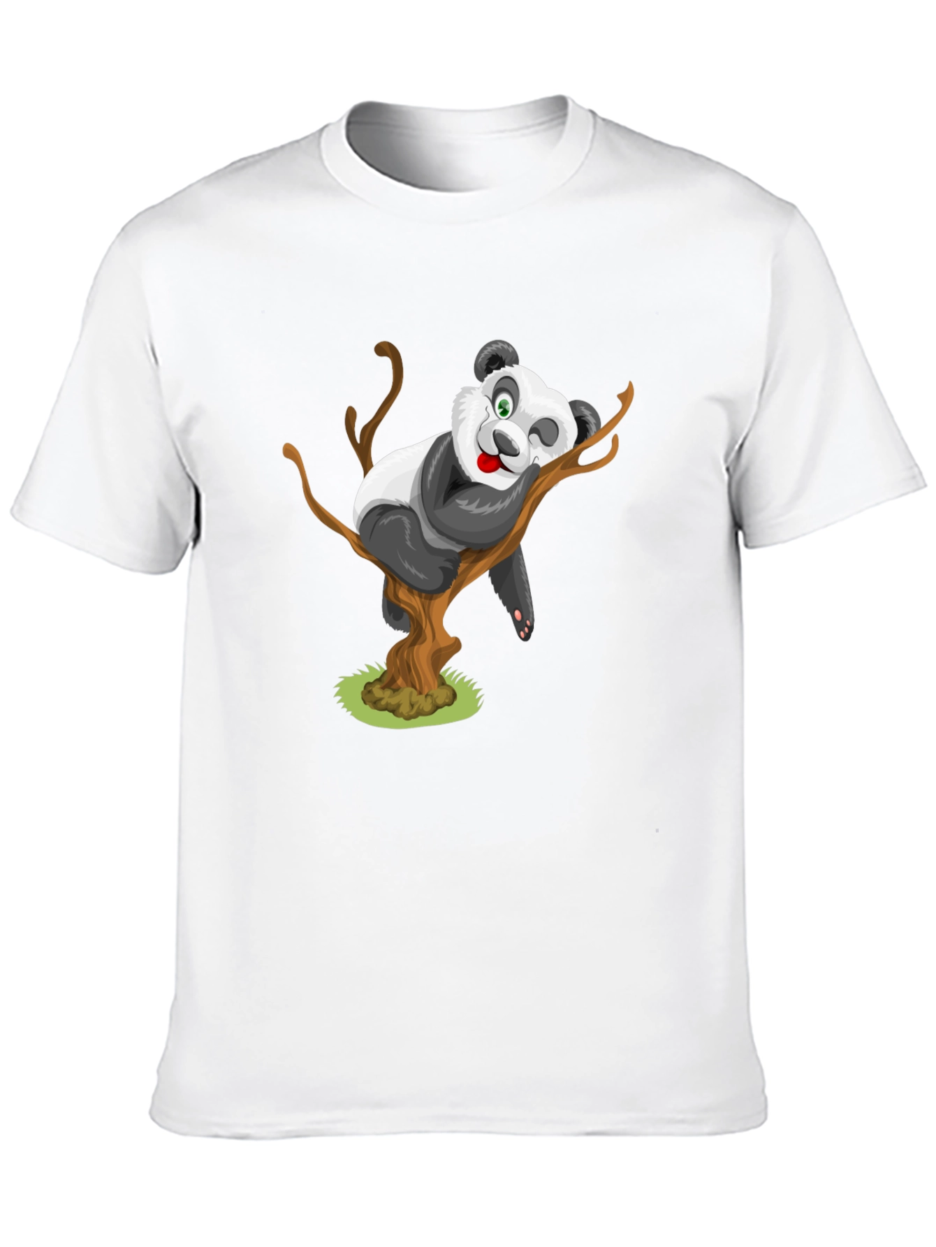 Cute Panda Cartoon Black T-Shirt