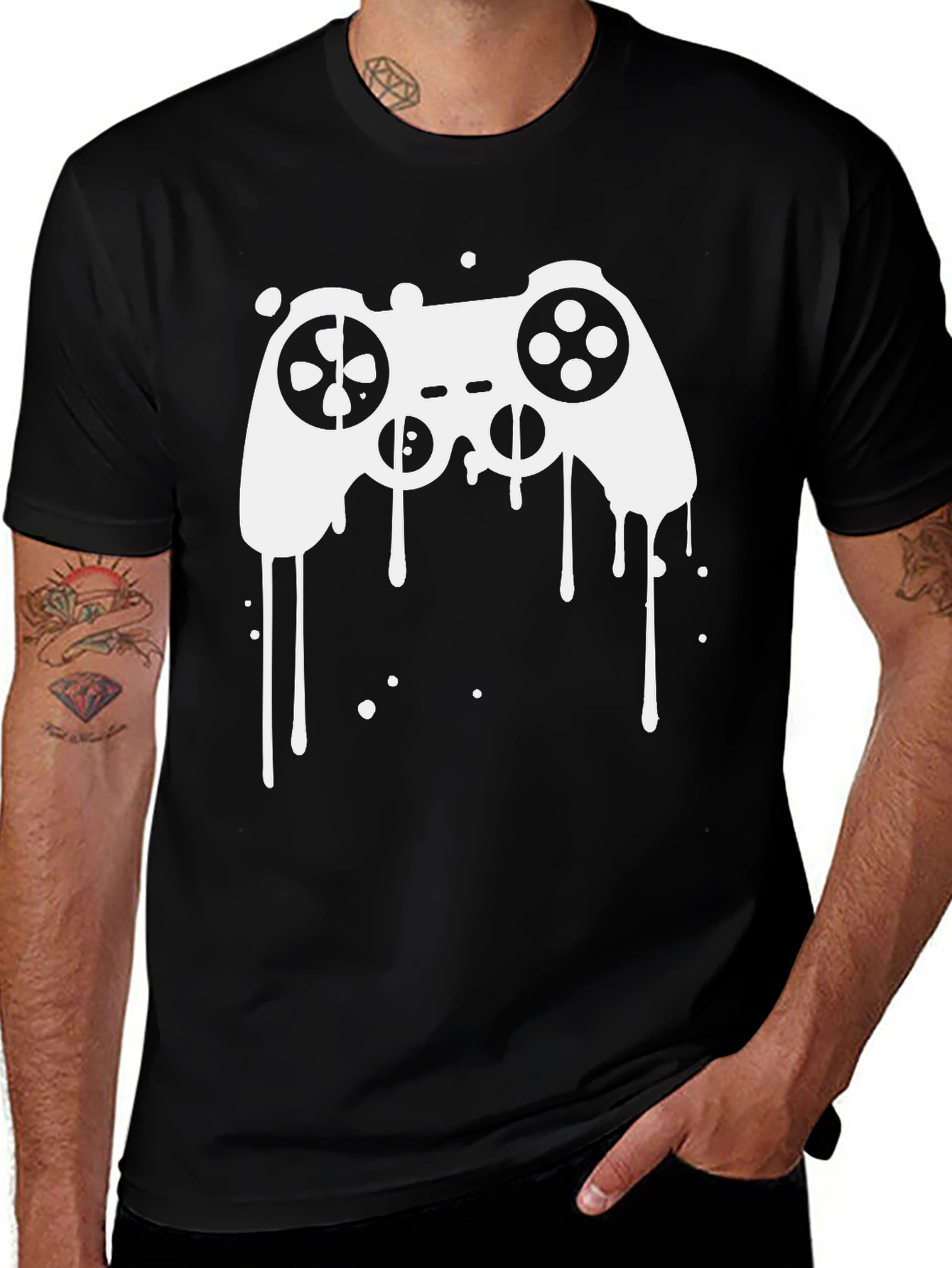 Gaming Controller Graphic Tee - Black Cotton T-Shirt