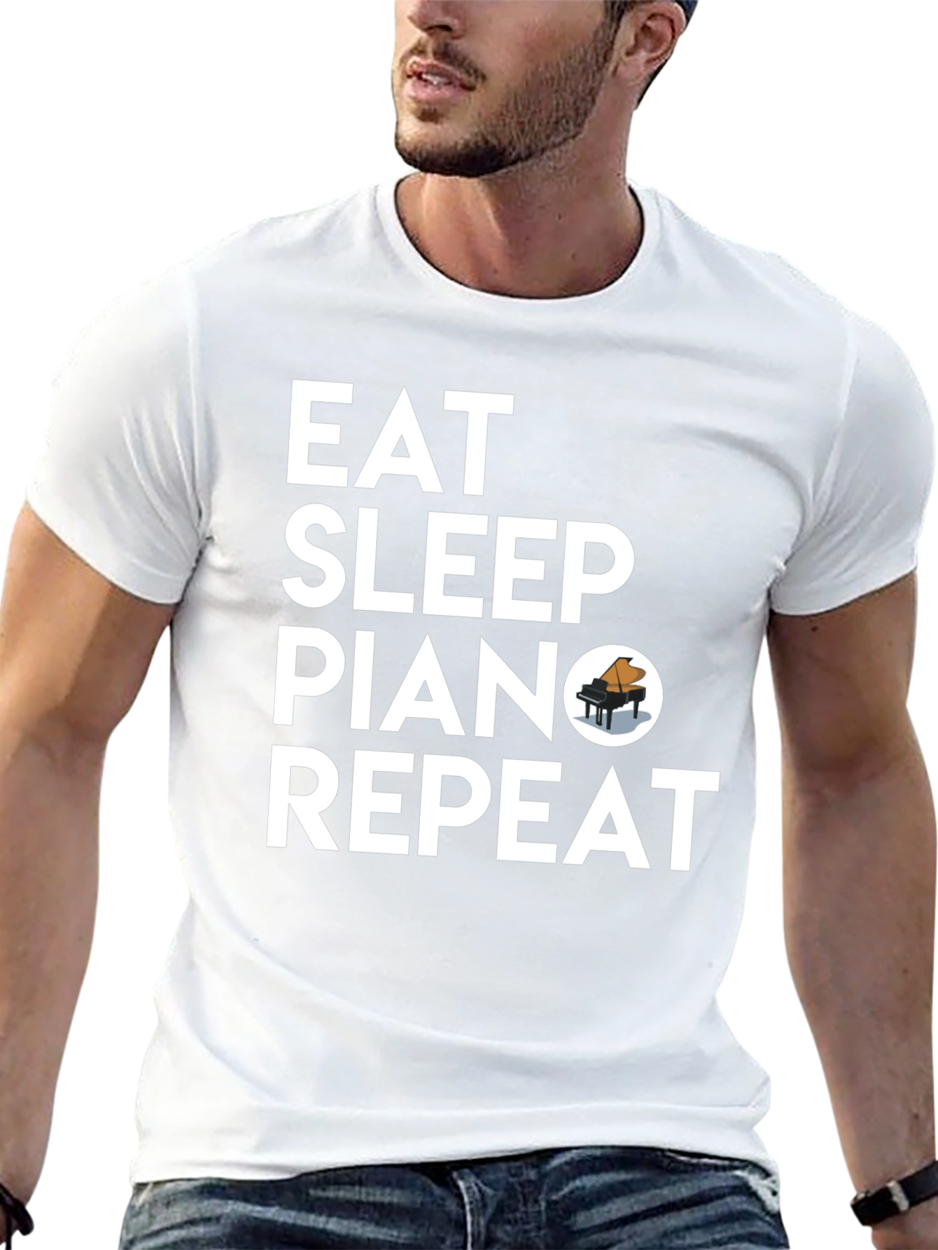 Eat Sleep Piano Repeat Graphic T-Shirt